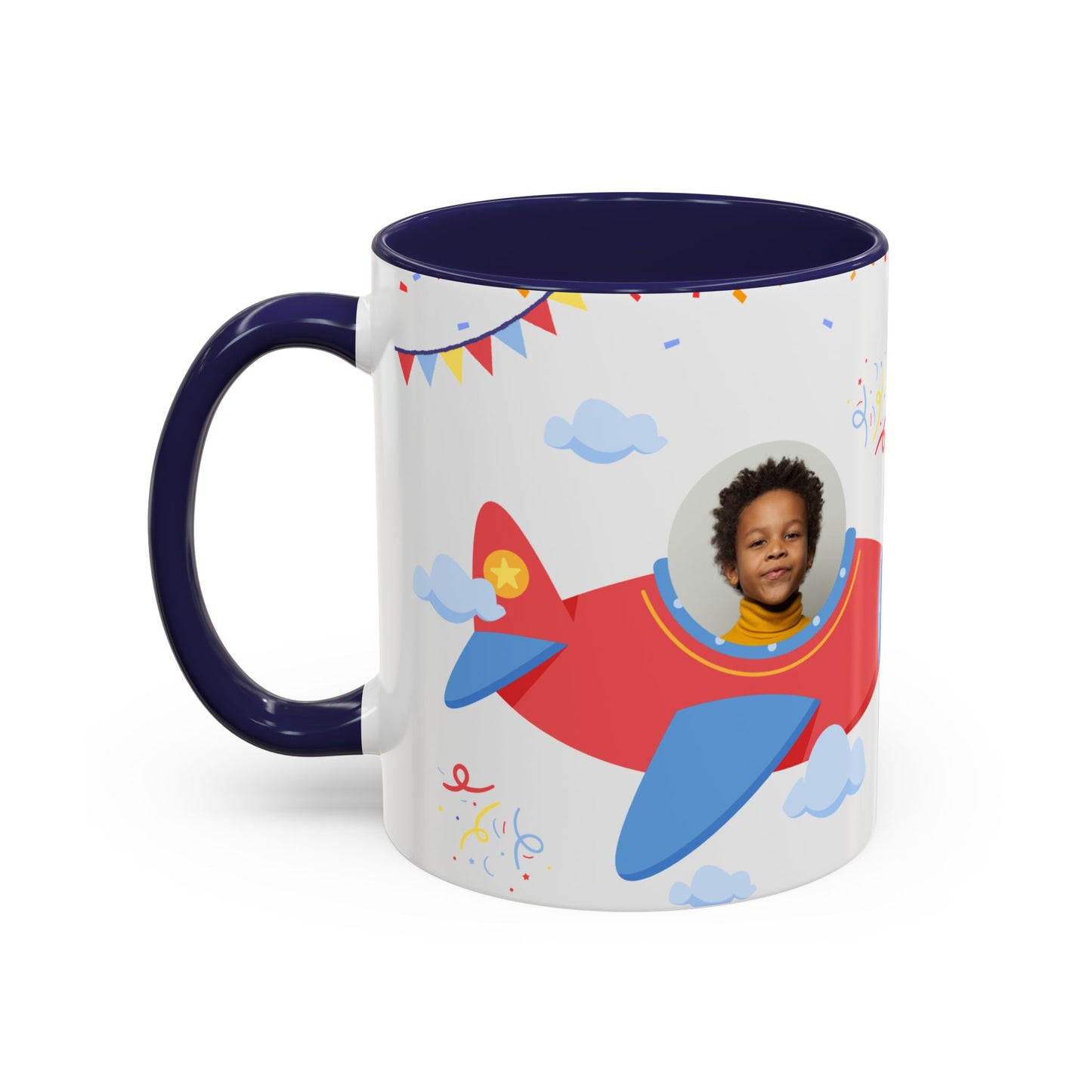 Happy 6th Birthday to A Boy Pilot, Details Customizable - Accent Coffee Mug (11, 15oz) - 11233