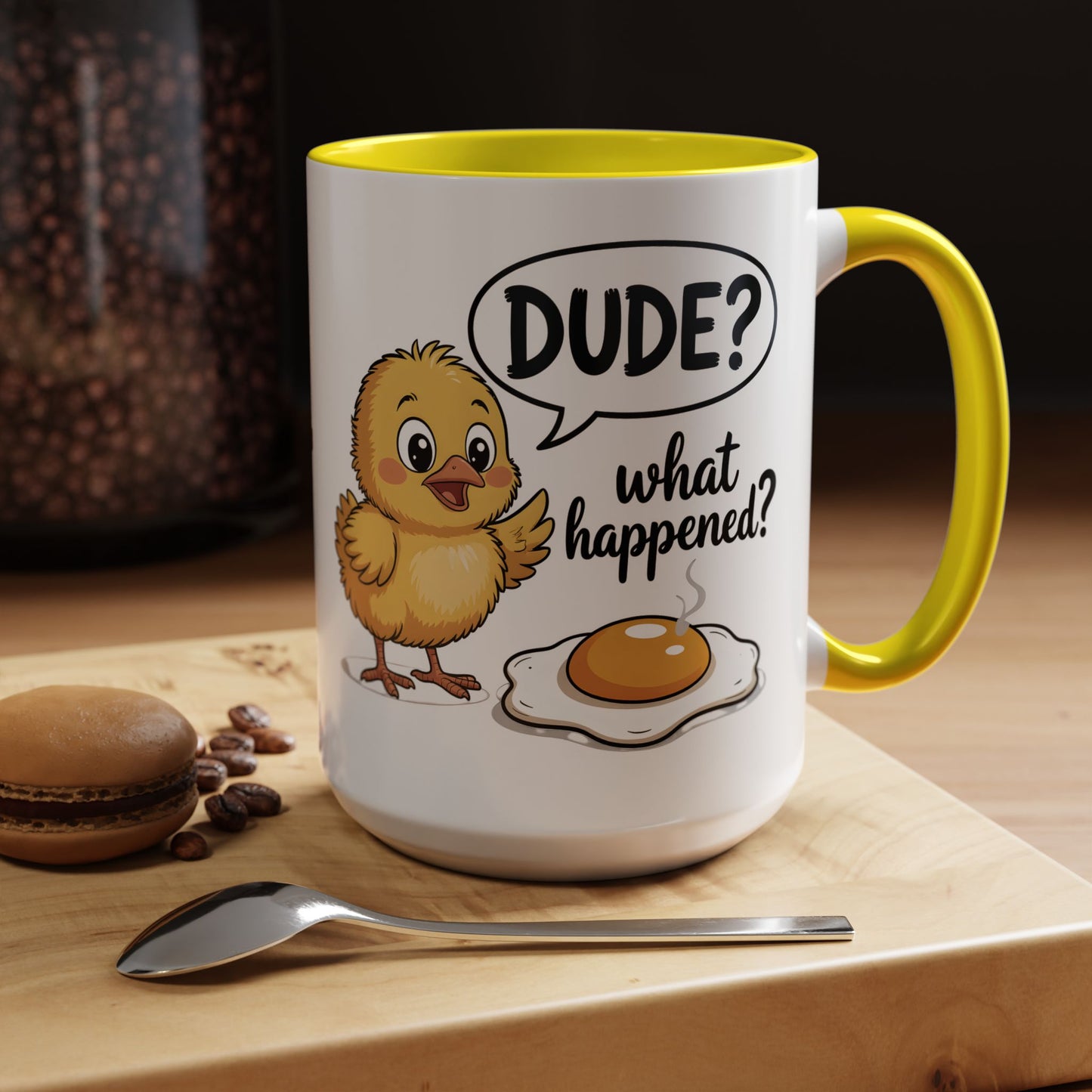 Funny Chick Egg Mug – “Dude What Happened?” Cute Breakfast Coffee Mug Gift - 14861
