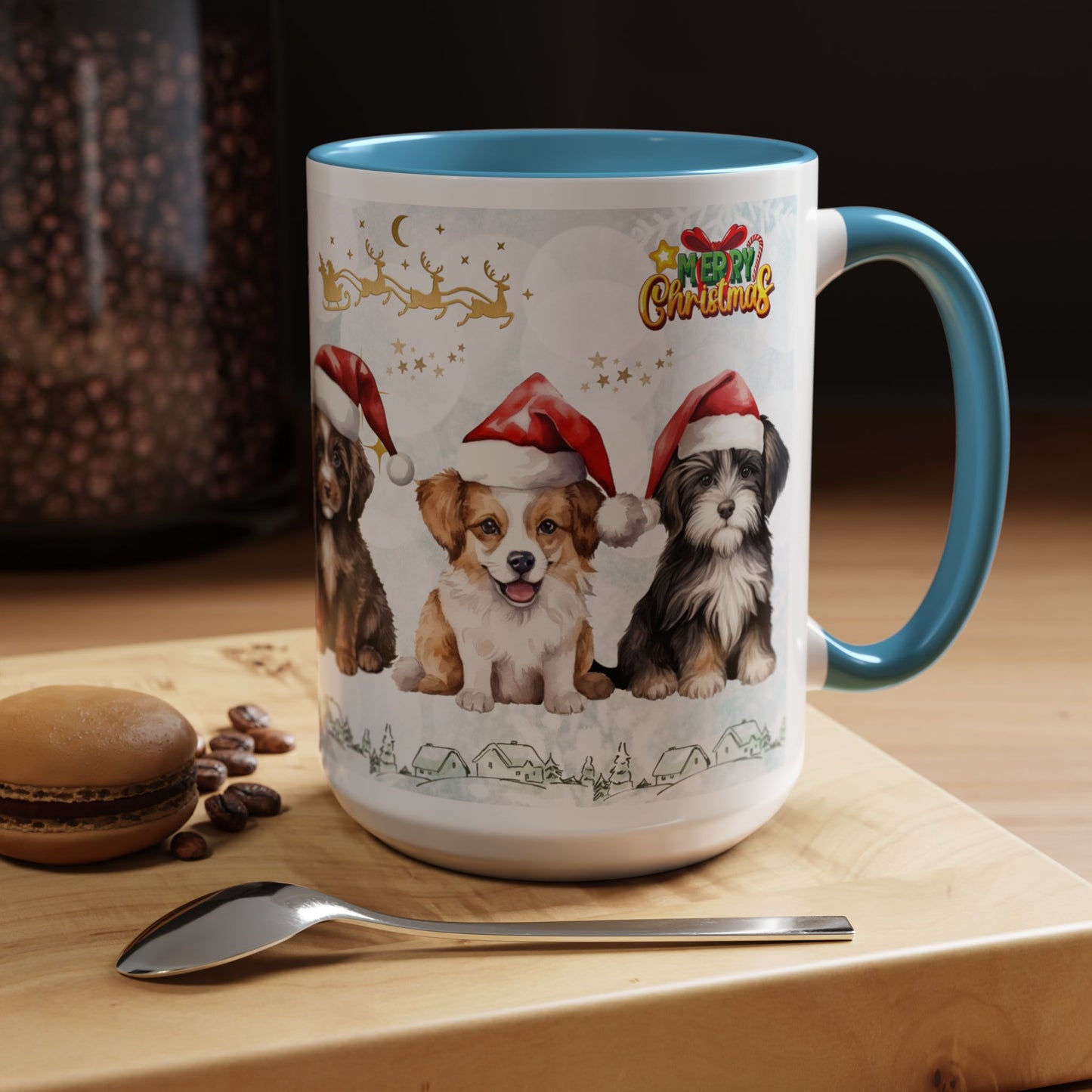 Merry Christmas, Puppies - Accent Coffee Mug (11, 15oz)