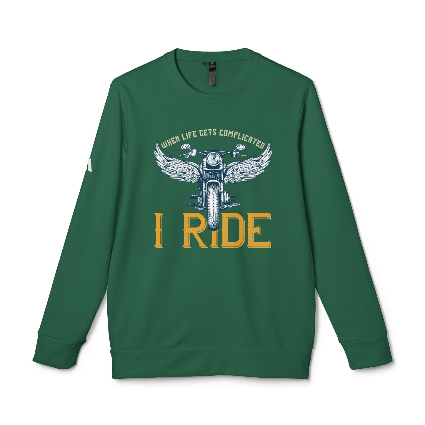 When Life Gets Complicated, I Ride - adidas Unisex Fleece Crewneck Sweatshirt - 14098
