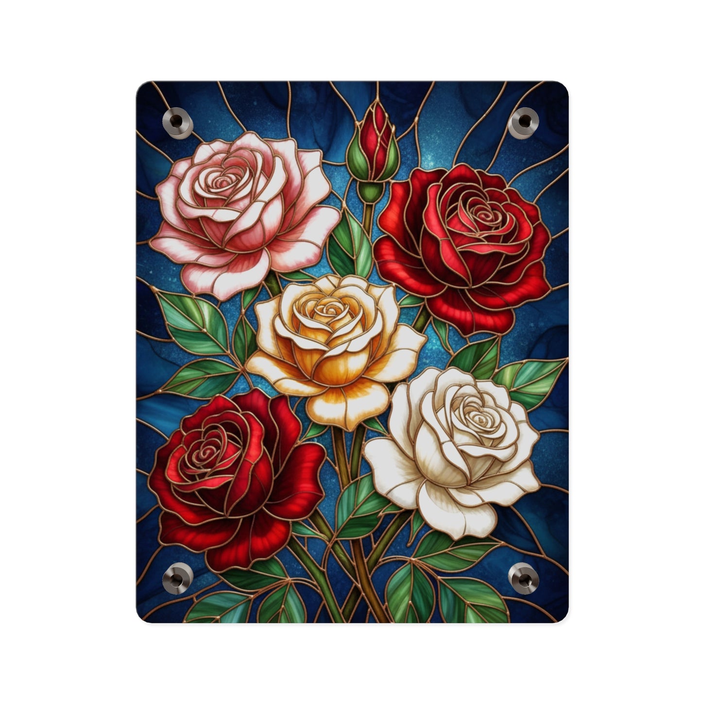 Rose Stained Glass Acrylic Wall Art Panel — Floral Garden Decor - 14604