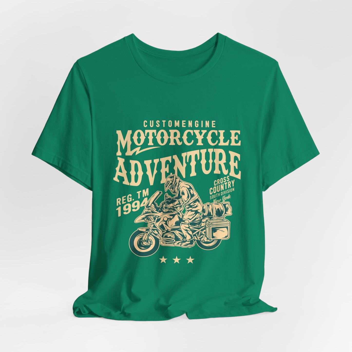 Custom Engine, Motorcycle Adventure - Unisex Jersey Short Sleeve Tee