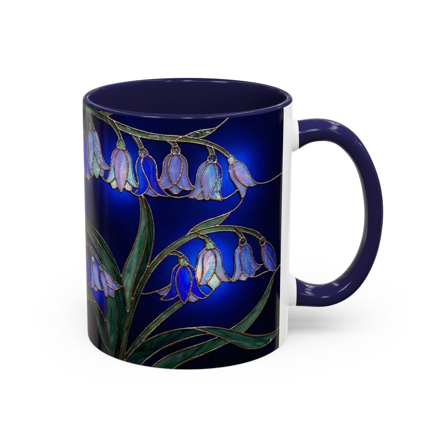 Bluebell Floral Coffee Mug – Stained Glass Design (11/15oz) - 14548