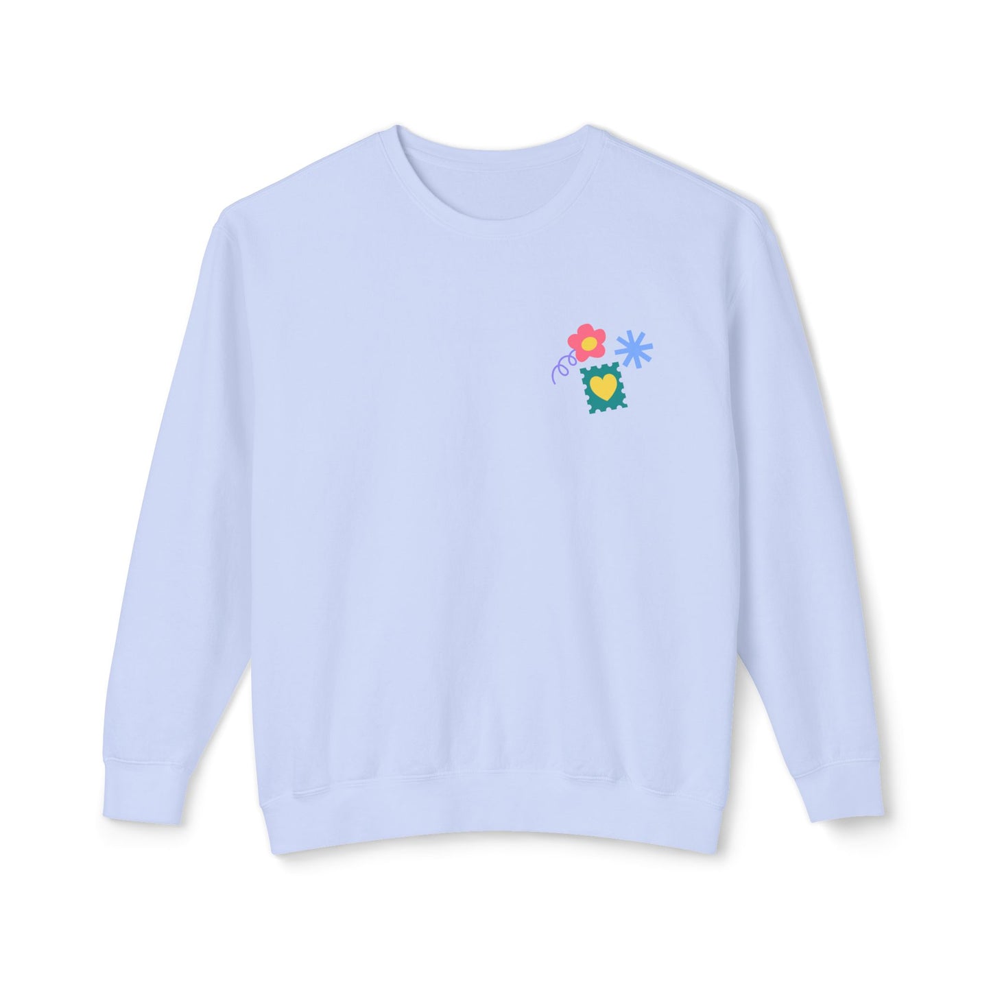 Flowers, Heart, Rainbow, Happy Face - Unisex Lightweight Crewneck Sweatshirt - 11485