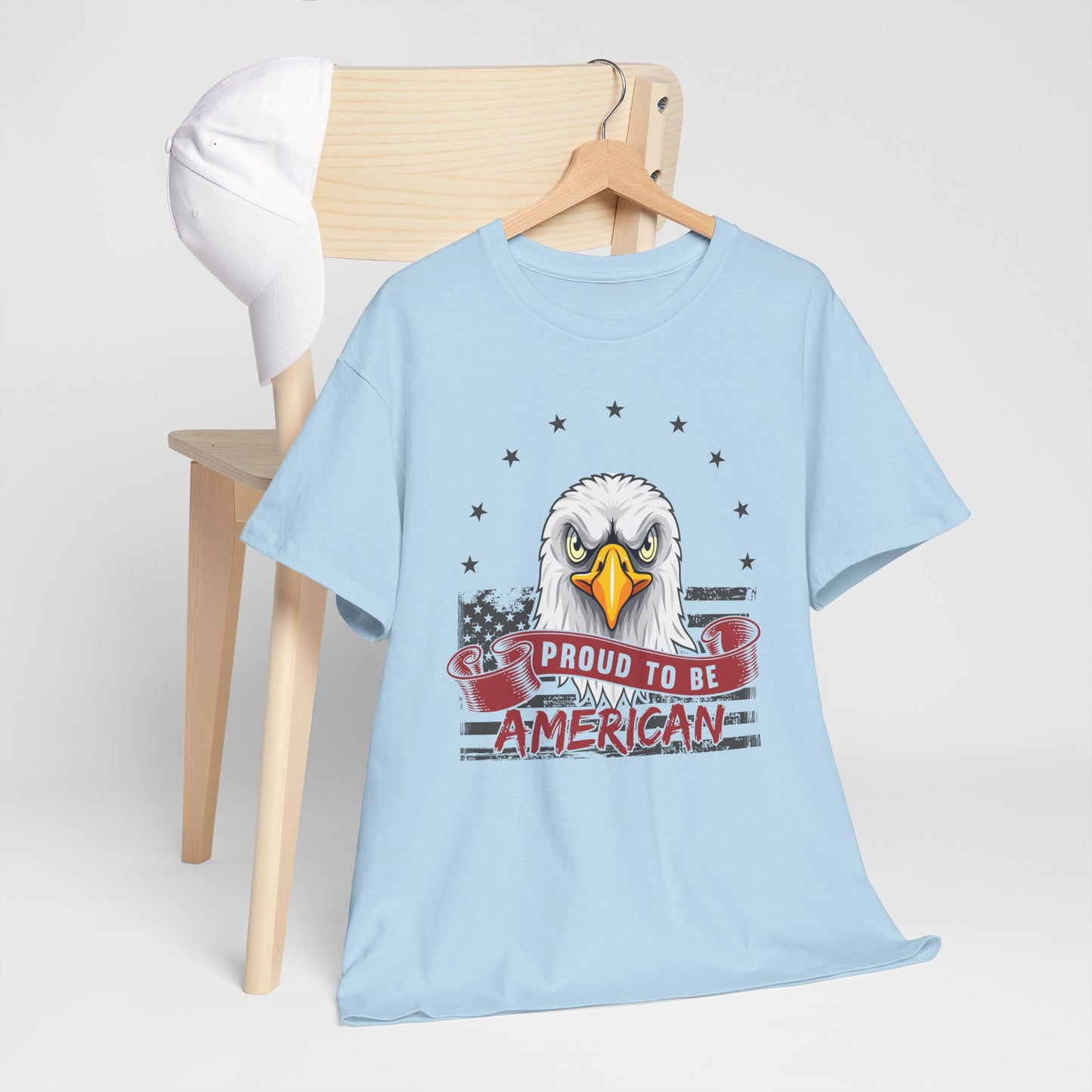 Proud to Be American Tee, Patriotic T-Shirt, USA Pride Shirt, Eagle Graphic Tee, Independence Day Gift, 4th of July Apparel - 13785