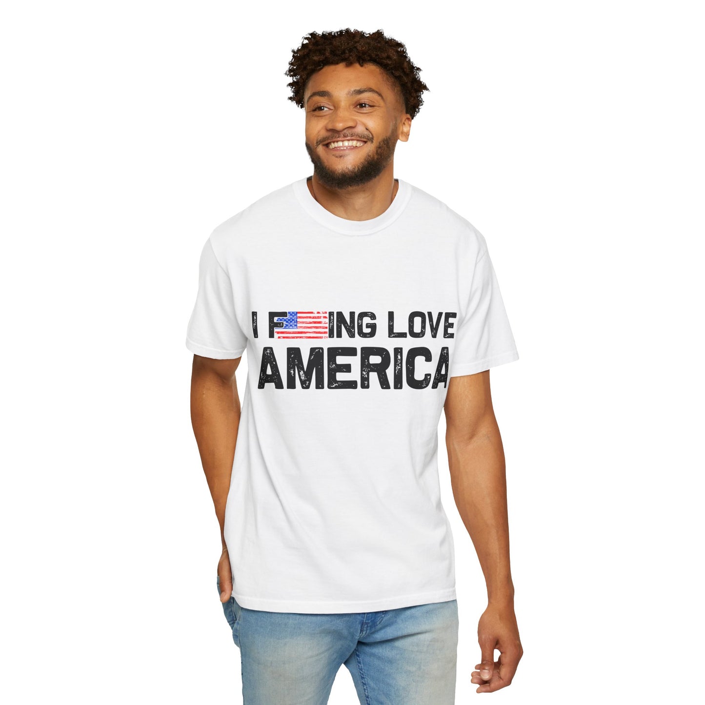 Unisex T-Shirt with Patriotic Love for America, Casual Tee, Independence Day Gift, Love America Shirt, Gift for Patriot - 13654