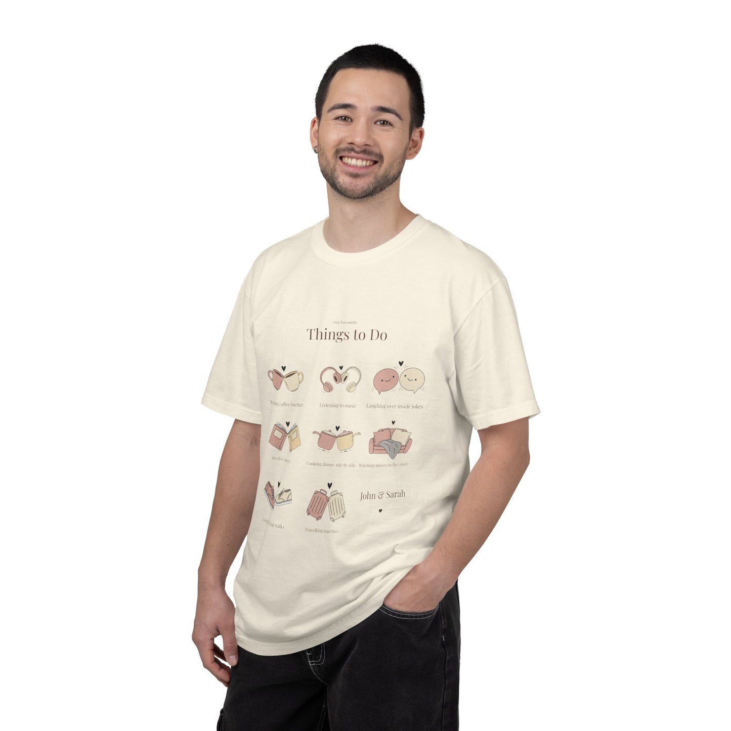 Our Favourite Things to Do Together – Personalised Valentine’s Illustration T-Shirt Gift - 14720