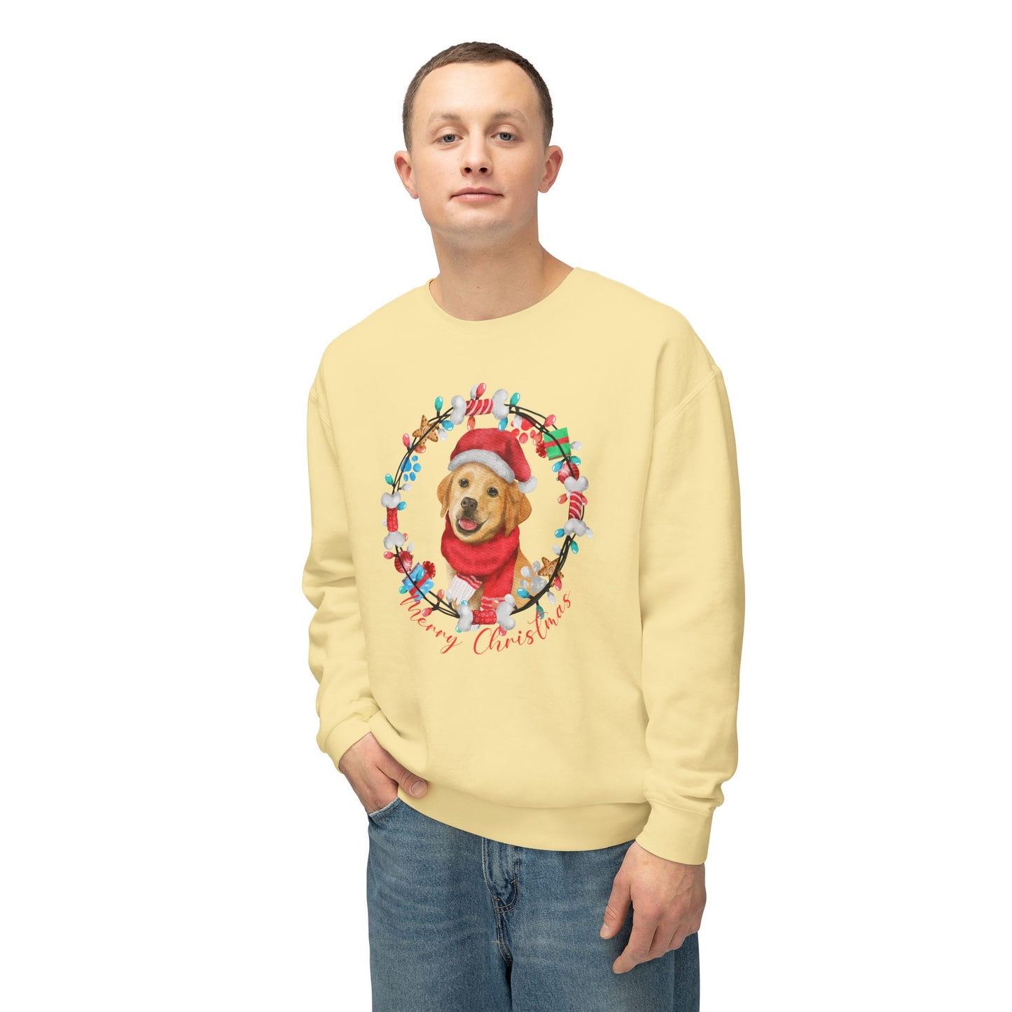 Christmas Dog - Unisex Lightweight Crewneck Sweatshirt - 10309