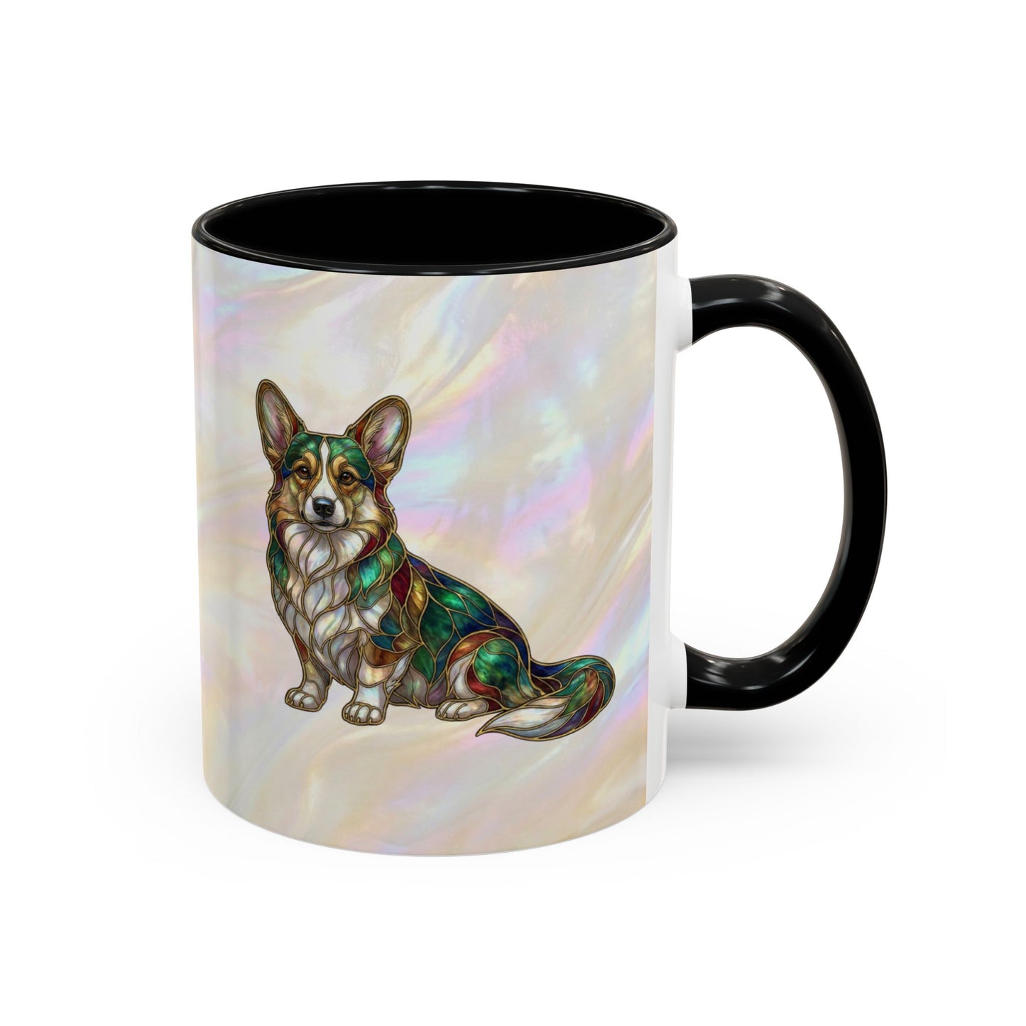 Corgi Accent Coffee Mug -Stained Glass Style (11/15oz) - 14627