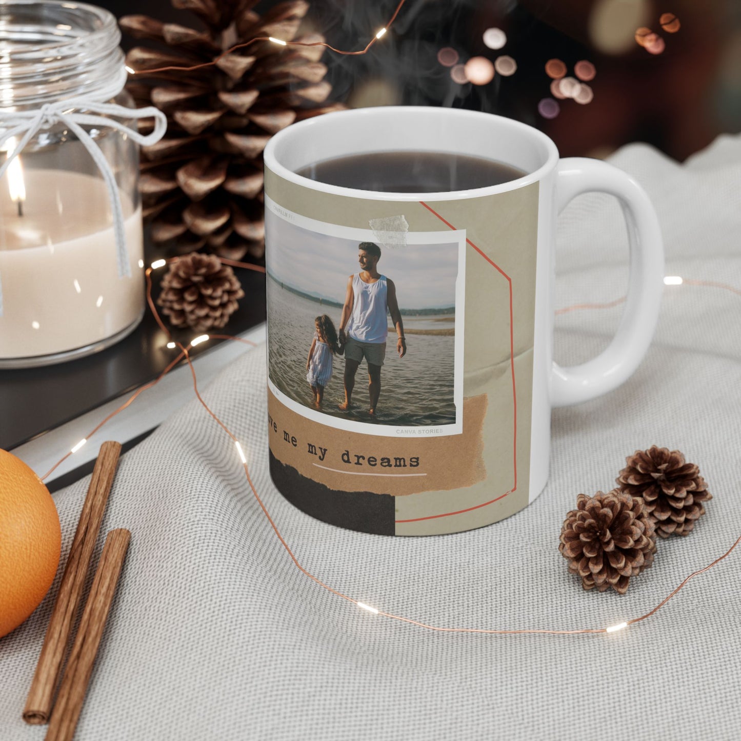 Personalized Ceramic Mug, Custom Coffee Cup for Dad, Father's Day Gift, Unique Photo Mug, Memory Keepsake - 14025