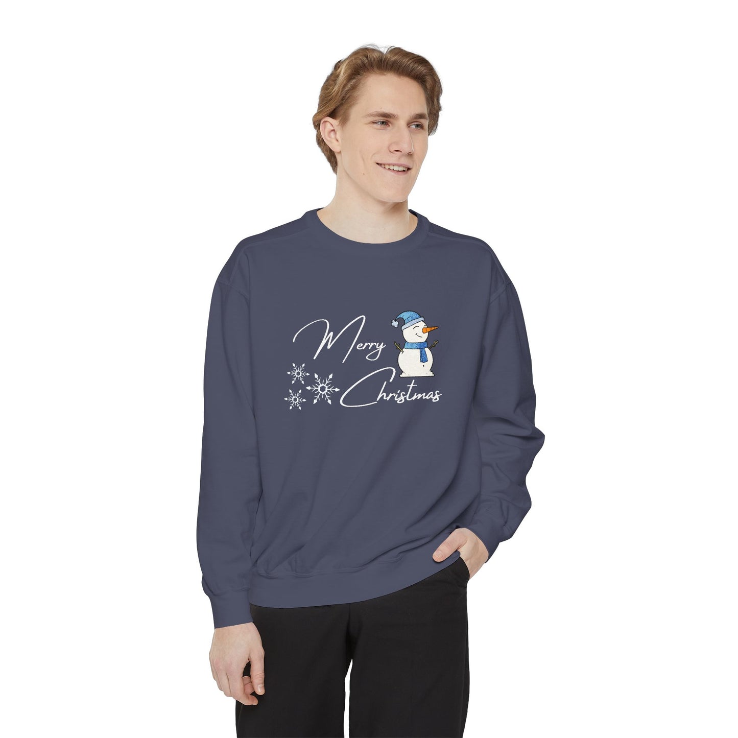 Snowman, Merry Christmas - Unisex Garment-Dyed Sweatshirt - 10176