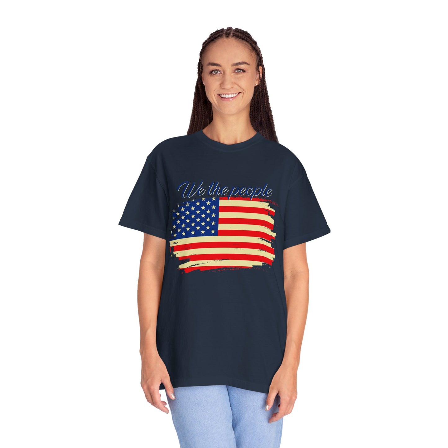 Patriotic Garment-Dyed T-Shirt - We the People, Independence Day Gift, Casual Wear, Constitution Day, Freedom Apparel - 13691