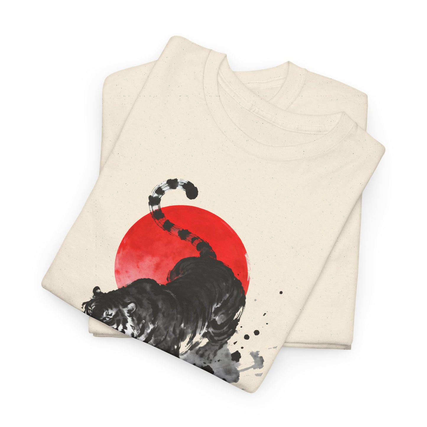 Tiger Spirit T-Shirt – Japanese Ink Tiger & Red Sun Samurai Graphic Tee - 14912