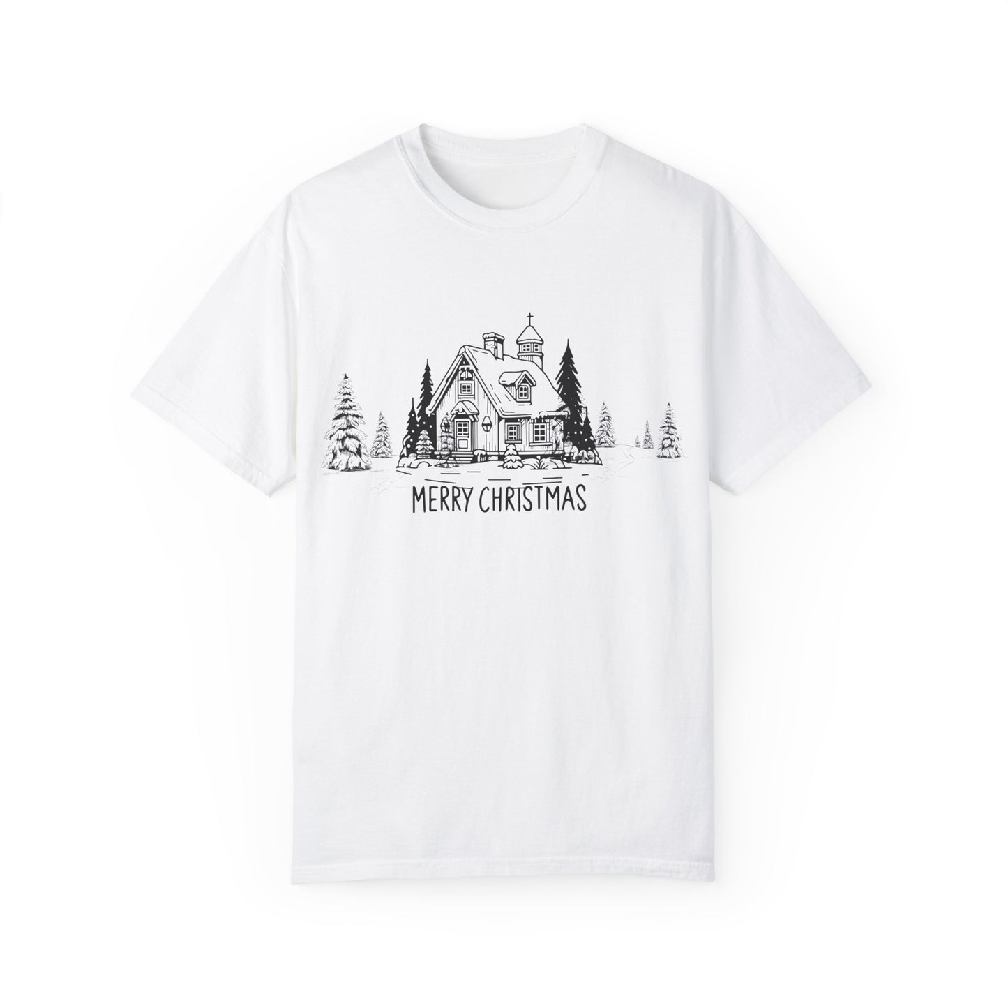 Merry Christmas, House - Unisex Garment-Dyed T-shirt - 10114