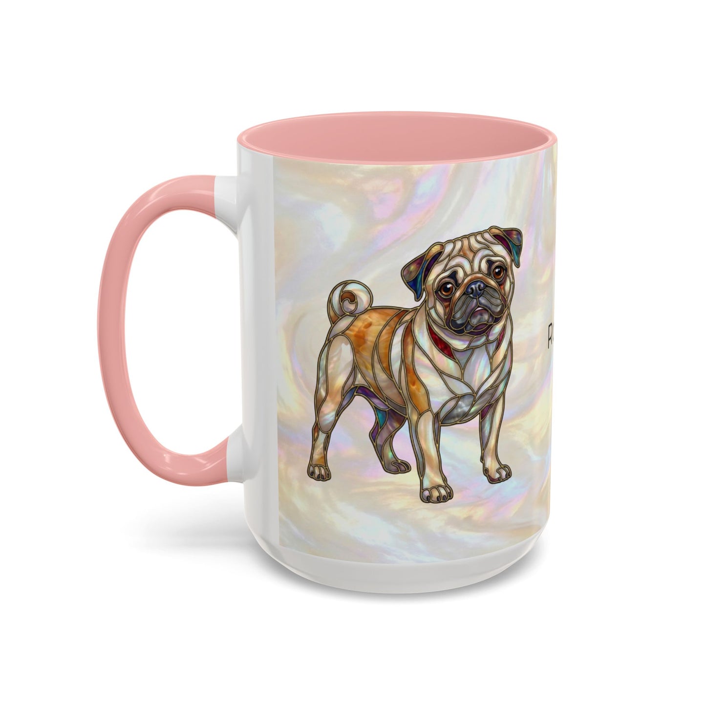 Personalized Pug Accent Coffee Mug –  Stained Glass Design (11/15oz) - 14547