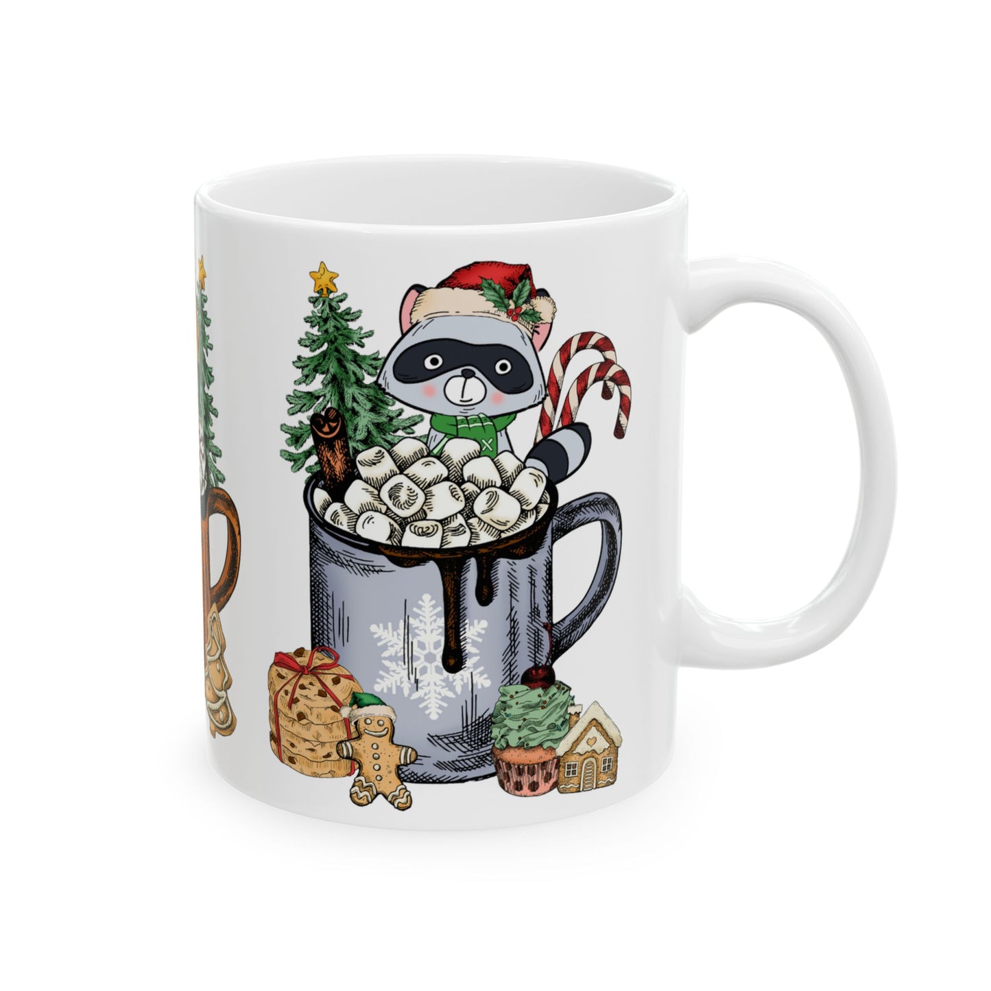 Christmas Marshmallow Mugs with Animals - Ceramic Mug, (11oz, 15oz) - 10292