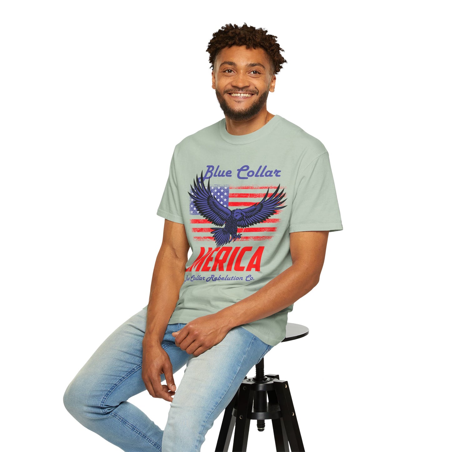 Unisex American Eagle Graphic Tee - Perfect for Patriotic Events, Casual Wear, 4th of July Gatherings, Gifts for Blue Collar Workers - 13695