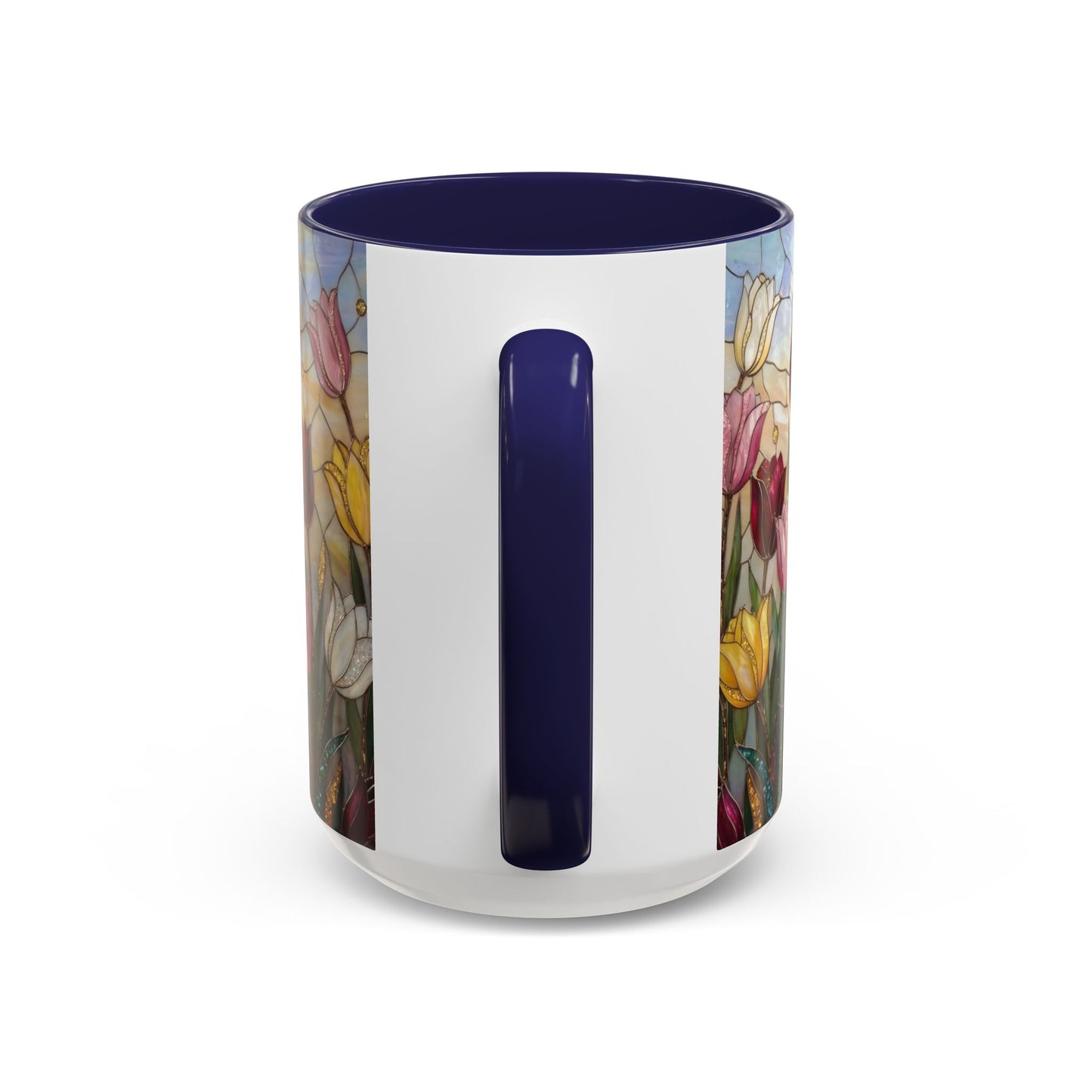 Tulip Stained Glass Accent Coffee Mug — Floral Spring Tea & Coffee Cup (11/15oz) - 14525