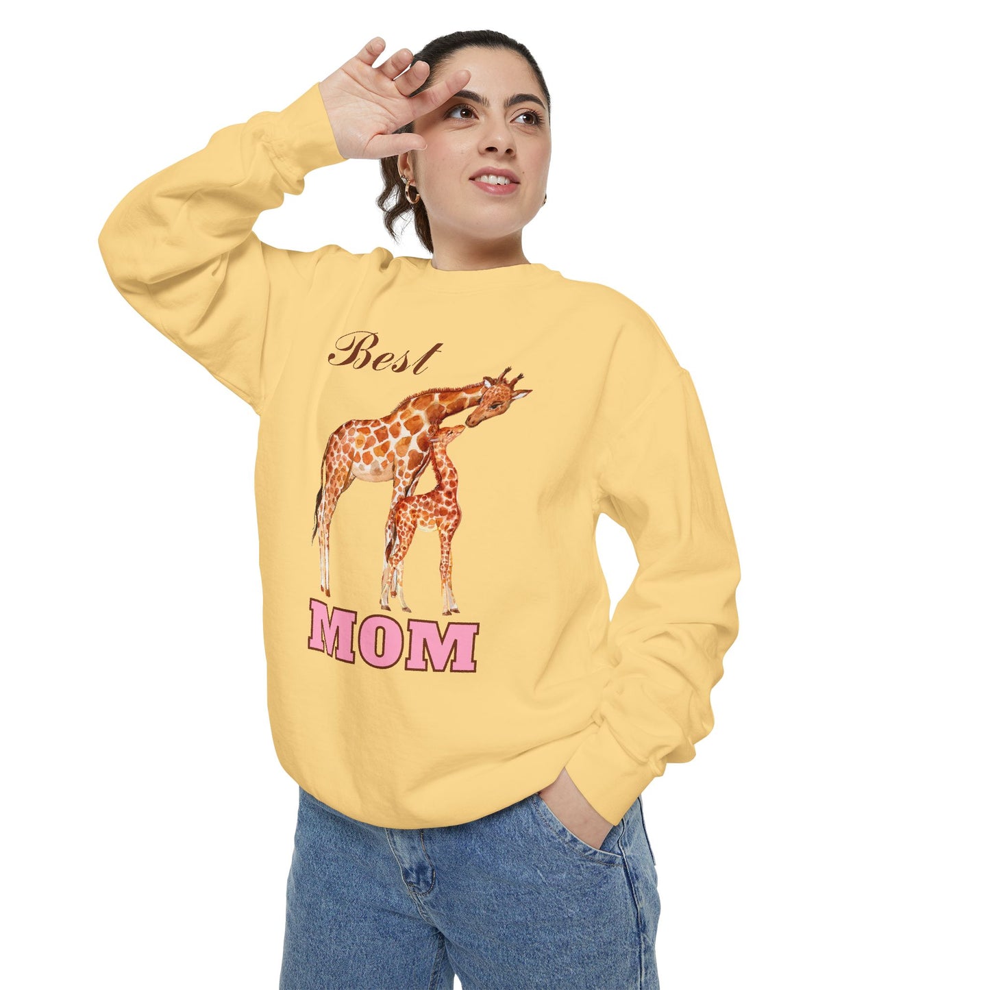 Best Mom Giraffe Design Unisex Garment-Dyed Sweatshirt - 11892