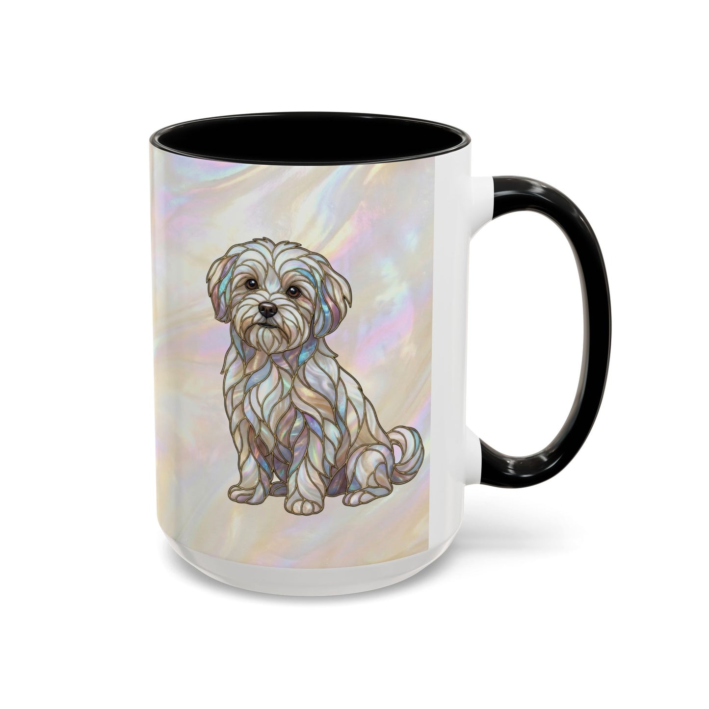 Maltese Dog Accent Coffee Mug – Stained Glass Design 11/15oz - 14642