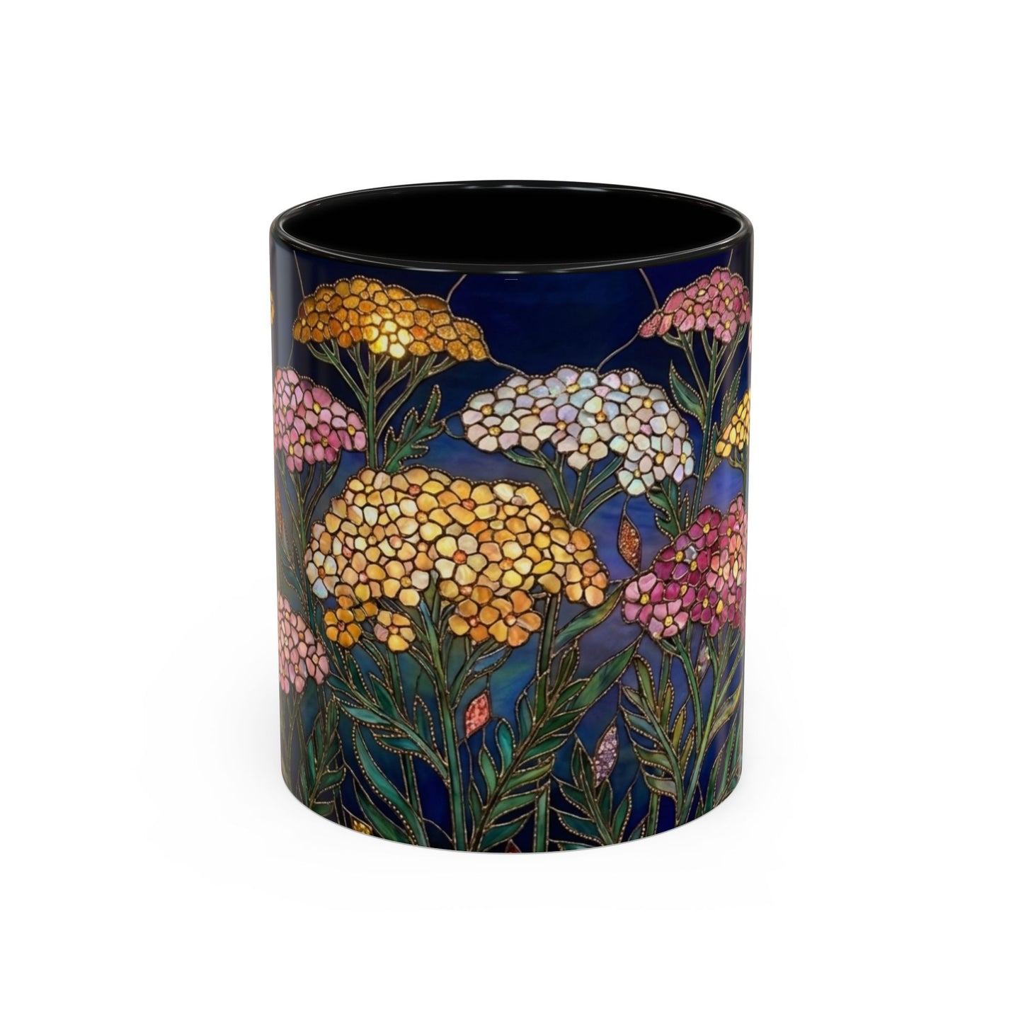 Yarrow Floral Accent Coffee Mug — Stained Glass Design (11/15oz) - 14590