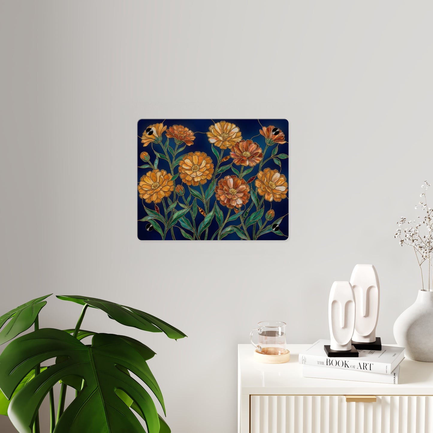 Marigold Bloom Acrylic Wall Art Panel — Botanical Floral Home Decor - 14608