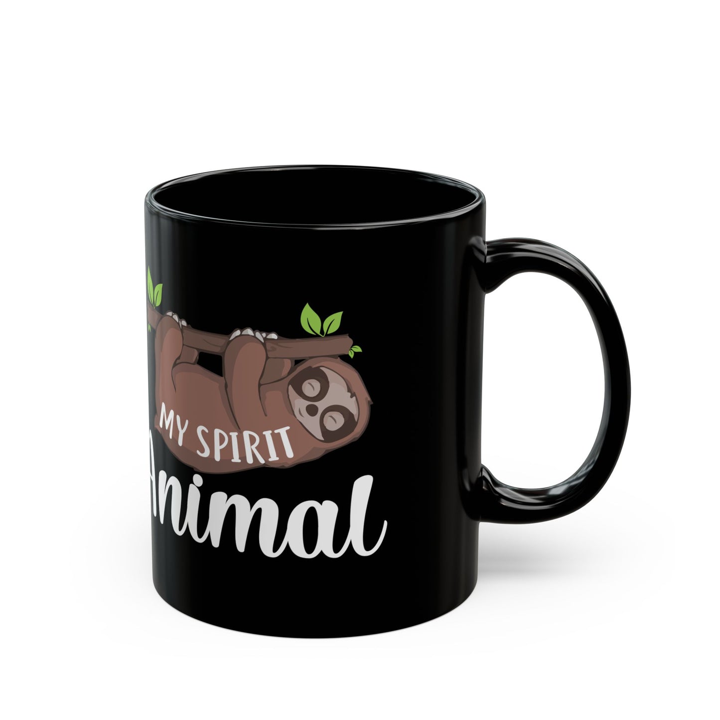 Yoga: Sloth Spirit Animal Mug, Black Ceramic Coffee Cup, Gift for Sloth Lovers - 13212