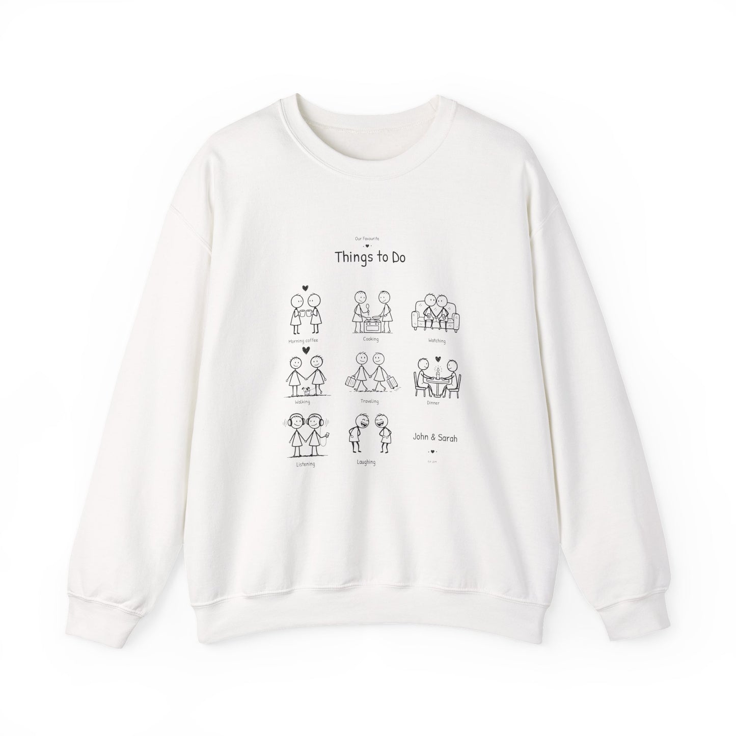 Our Favourite Things to Do Together – Personalised Illustration Crewneck Sweatshirt | Valentine’s Gift - 14729