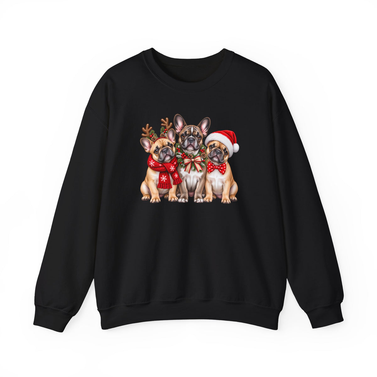 Christmas French Bulldog Sweatshirt, Cute Festive Frenchie Crewneck - 14556