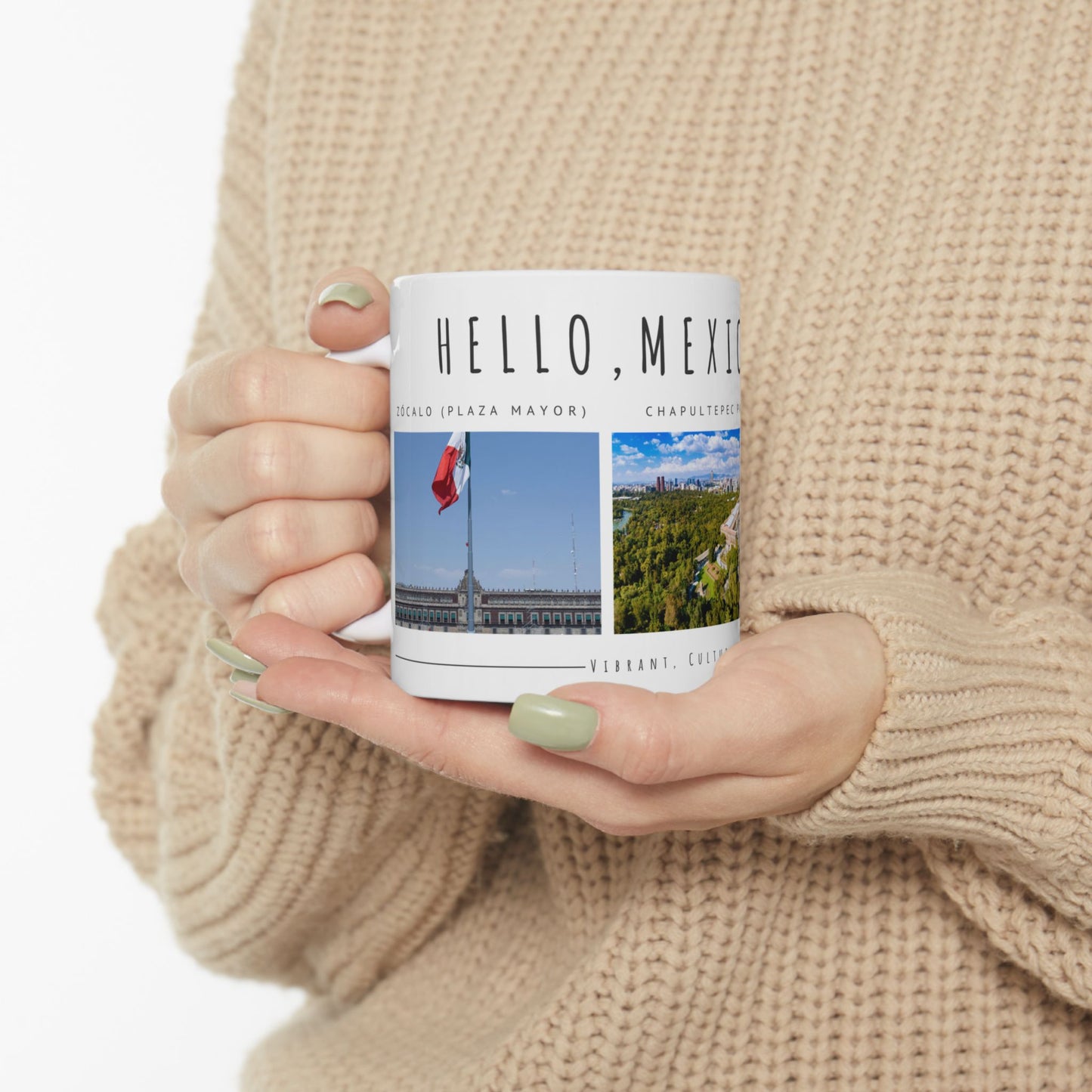 Hello Mexico City Ceramic Mug - 11oz & 15oz - Vibrant, Cultural Design - 12018