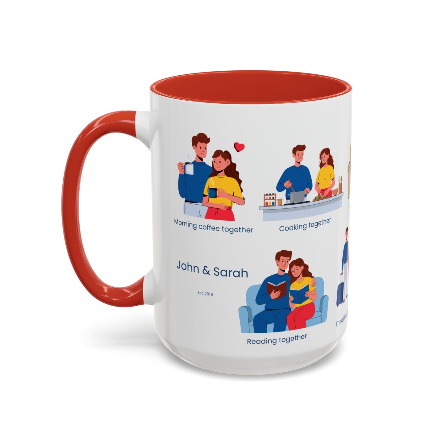 Our Favorite Things to Do Valentine’s Mug – Cozy Couples Illustrated Accent Coffee Mug - 14704