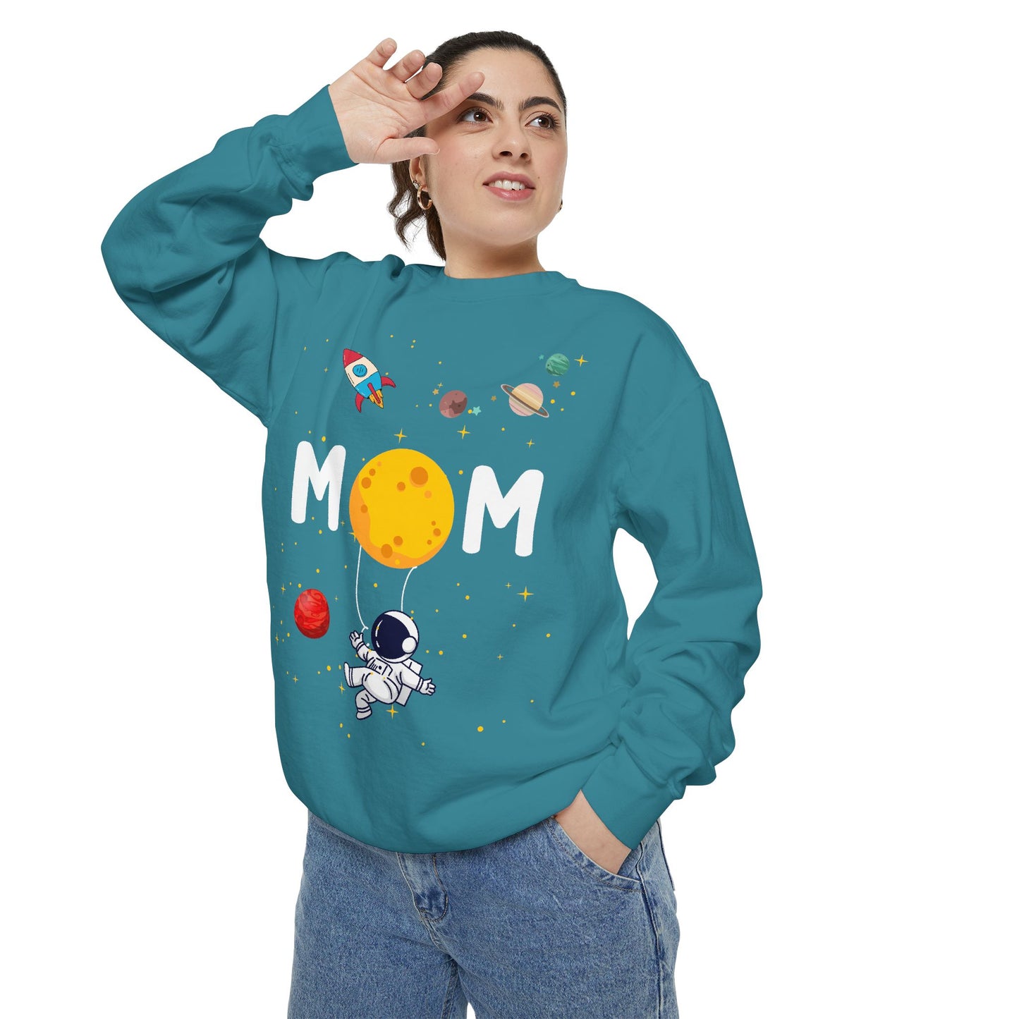 Astronaut Mom Garment-Dyed Sweatshirt | Space-Themed Gift for Mothers - 11838