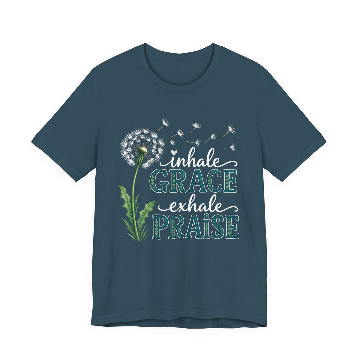 Inhale Grace Exhale Praise T-Shirt, Christian Faith Floral Tee - 14990