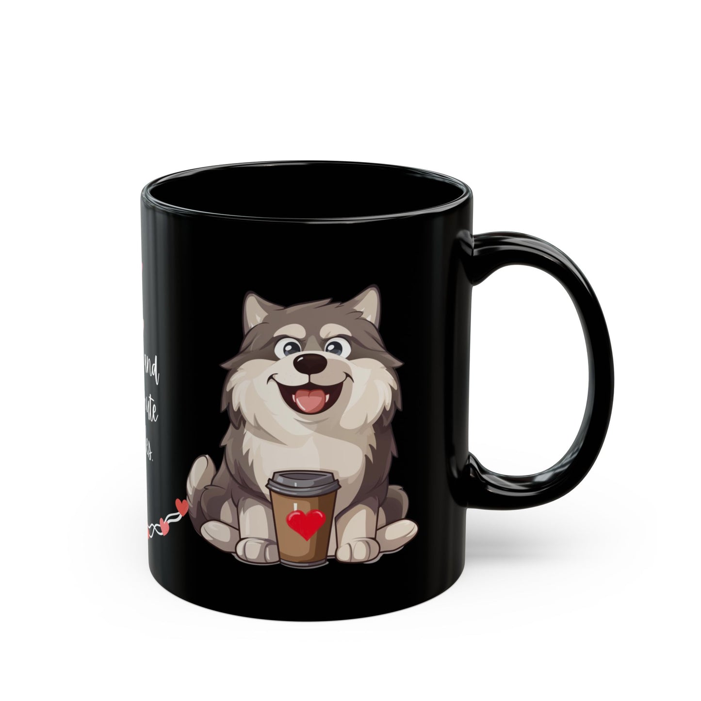 Coffee and Malamute Cuddles - Black Mug (11oz, 15oz) - 10650