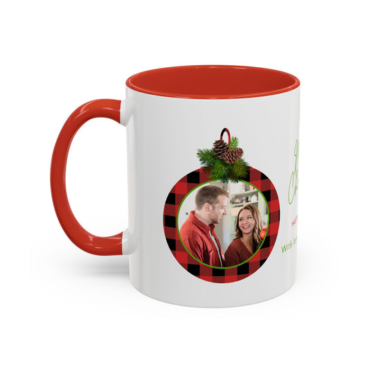 Merry Christmas & Happy New Year, Family Photo, Customizable - Accent Coffee Mug (11, 15oz) - 10918