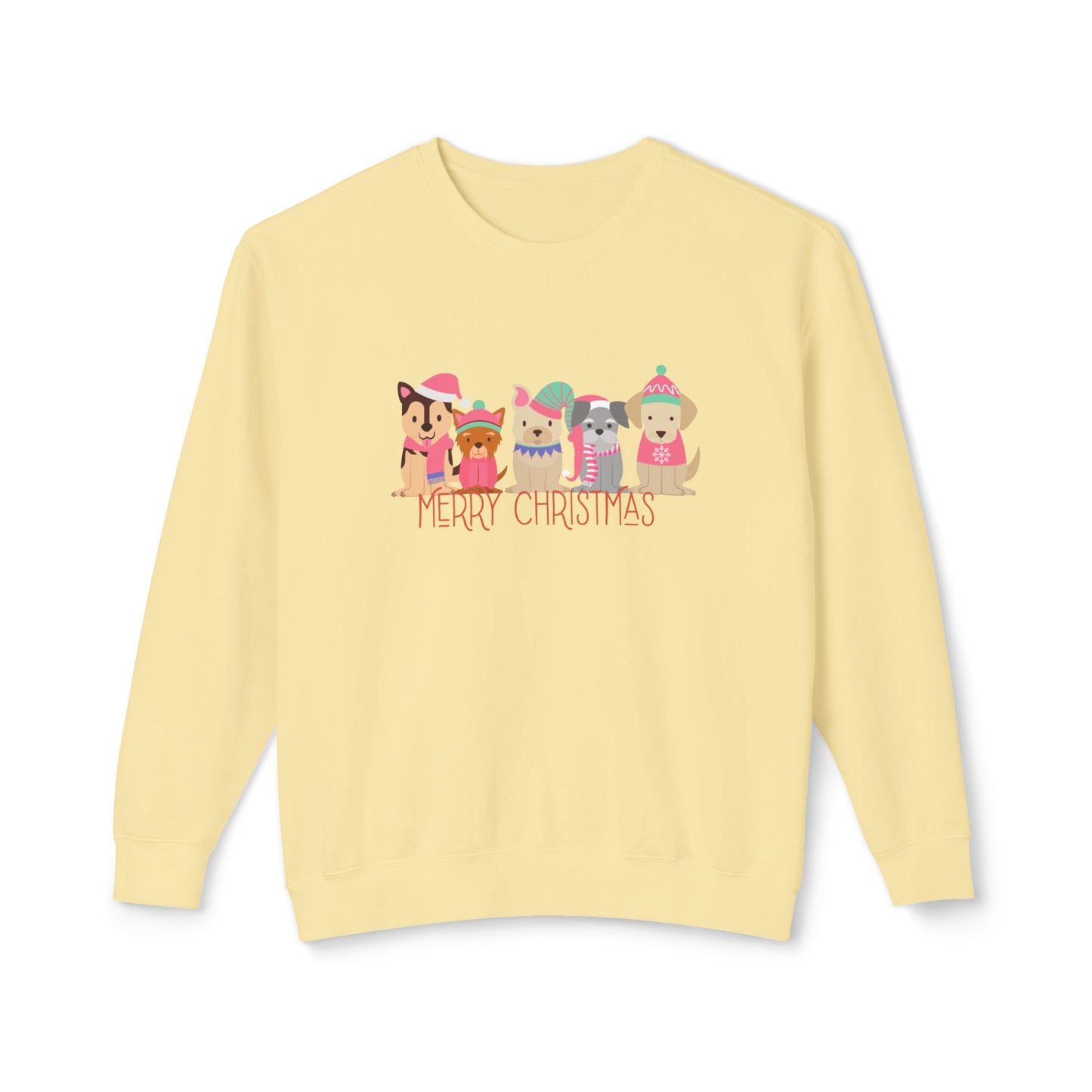 Puppies, Merry Christmas - Unisex Lightweight Crewneck Sweatshirt - 10267