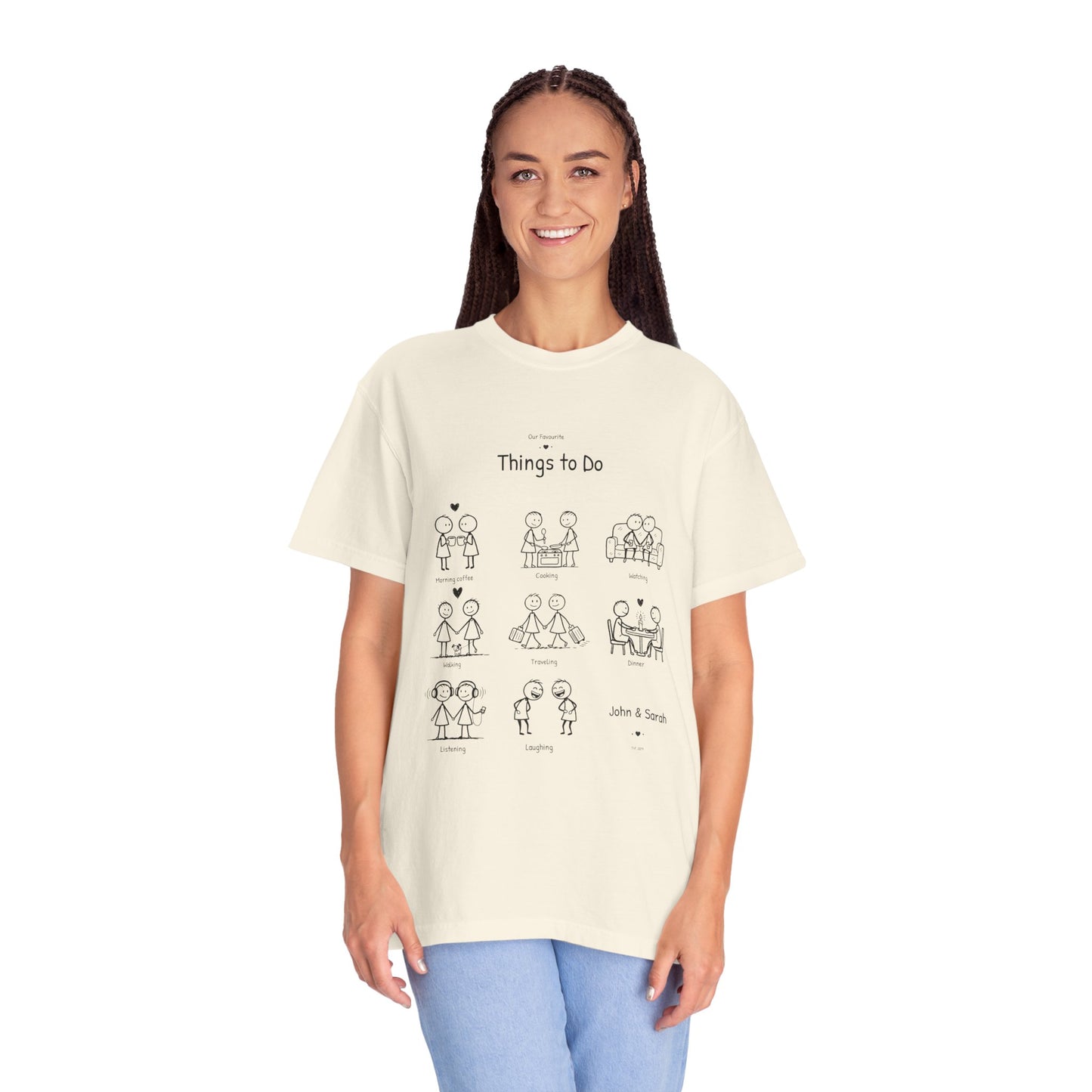 Our Favourite Things to Do Together – Personalised Valentine’s Illustration T-Shirt Gift - 14723