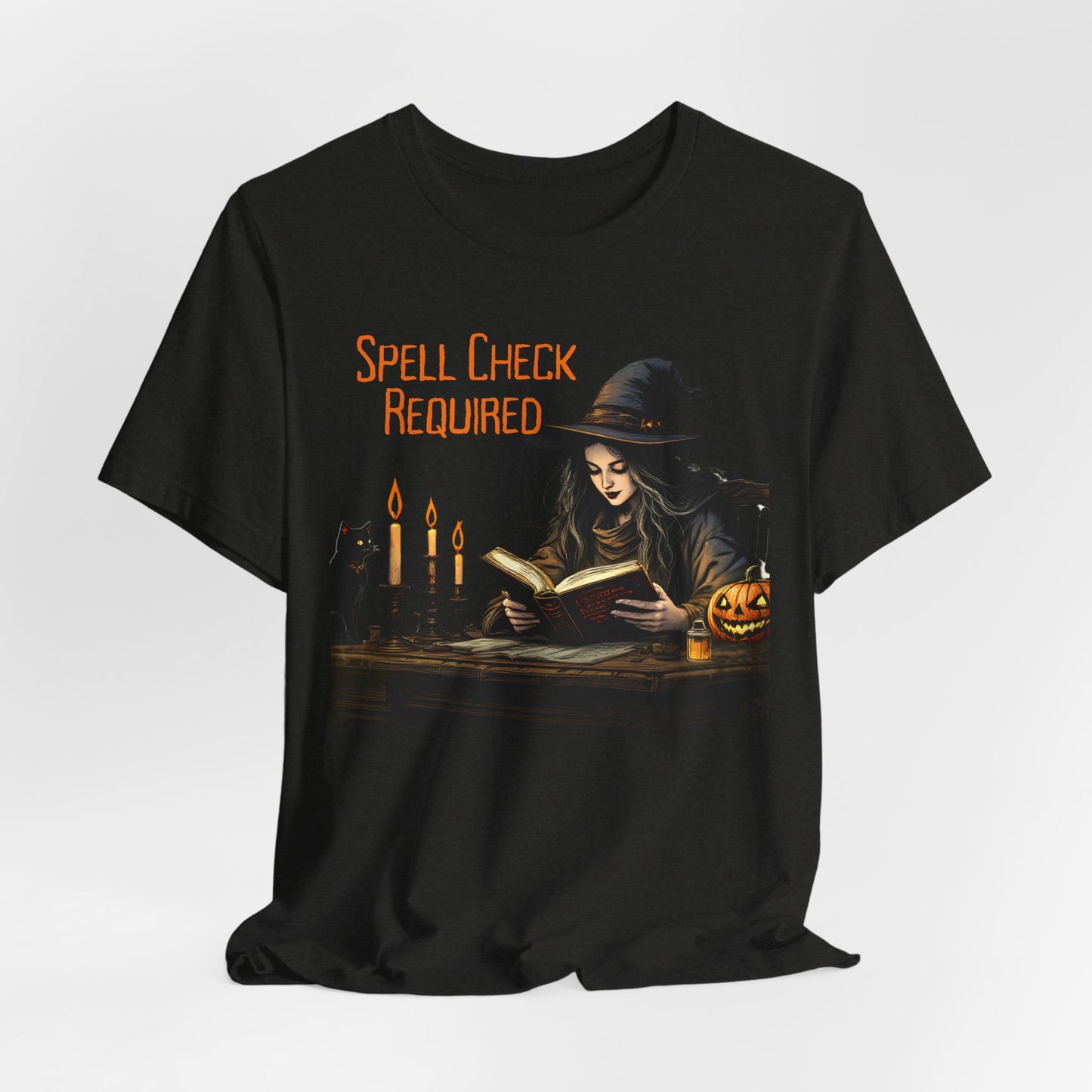 Spell Check Required Witch T-Shirt, Halloween Spellbook Reading Graphic Tee - 14936