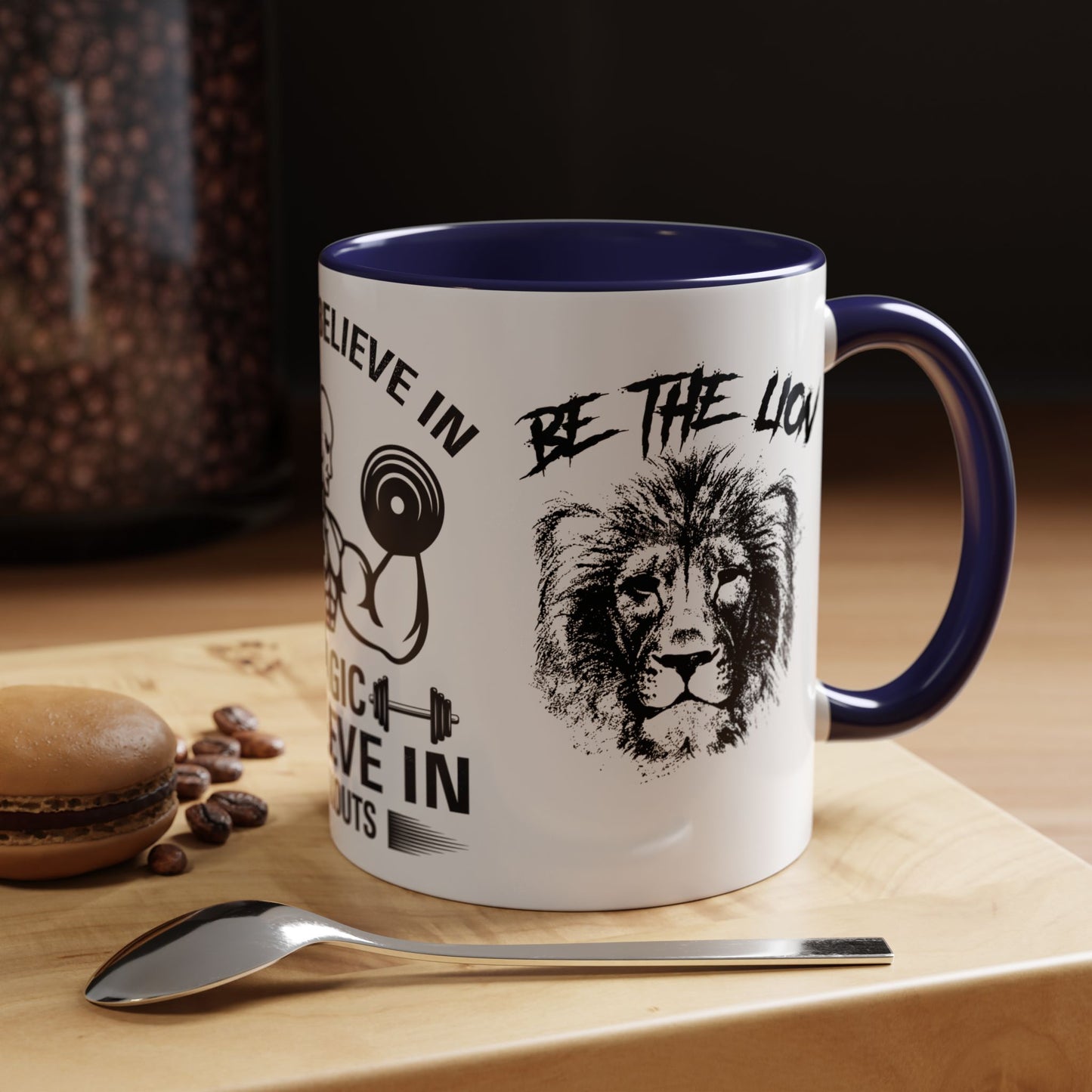 I Don't Believe in Magic, I Believe in Workouts - Accent Coffee Mug (11, 15oz)