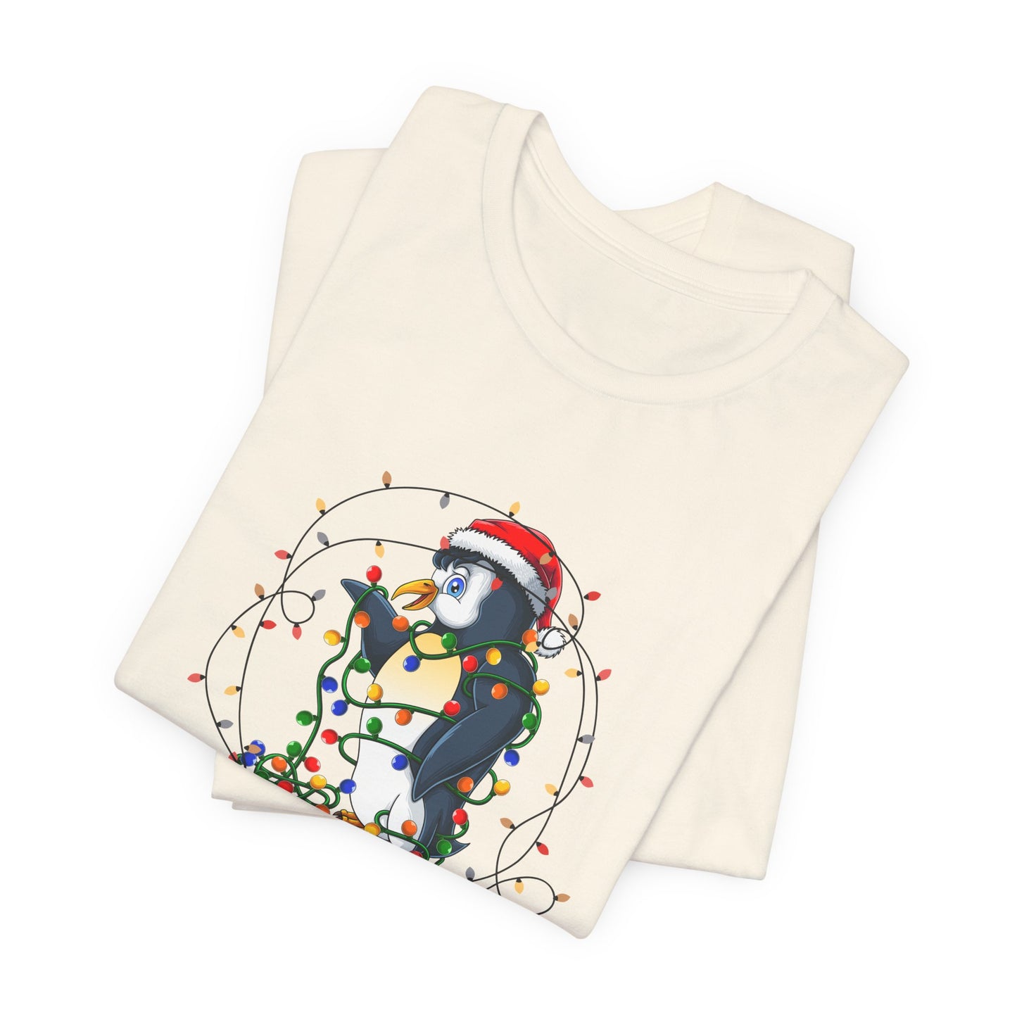 Penguin with Christmas Light - Unisex Jersey Short Sleeve Tee - 10407