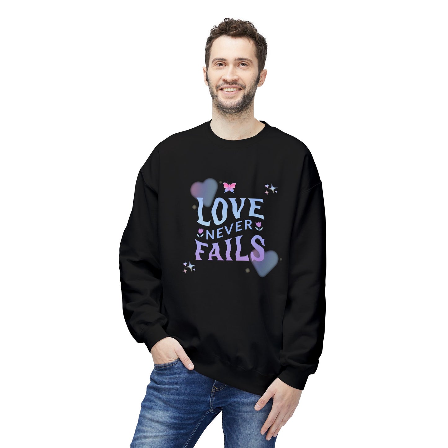 Love Never Fails - Unisex Midweight Softstyle Fleece Crewneck Sweatshirt - 10958