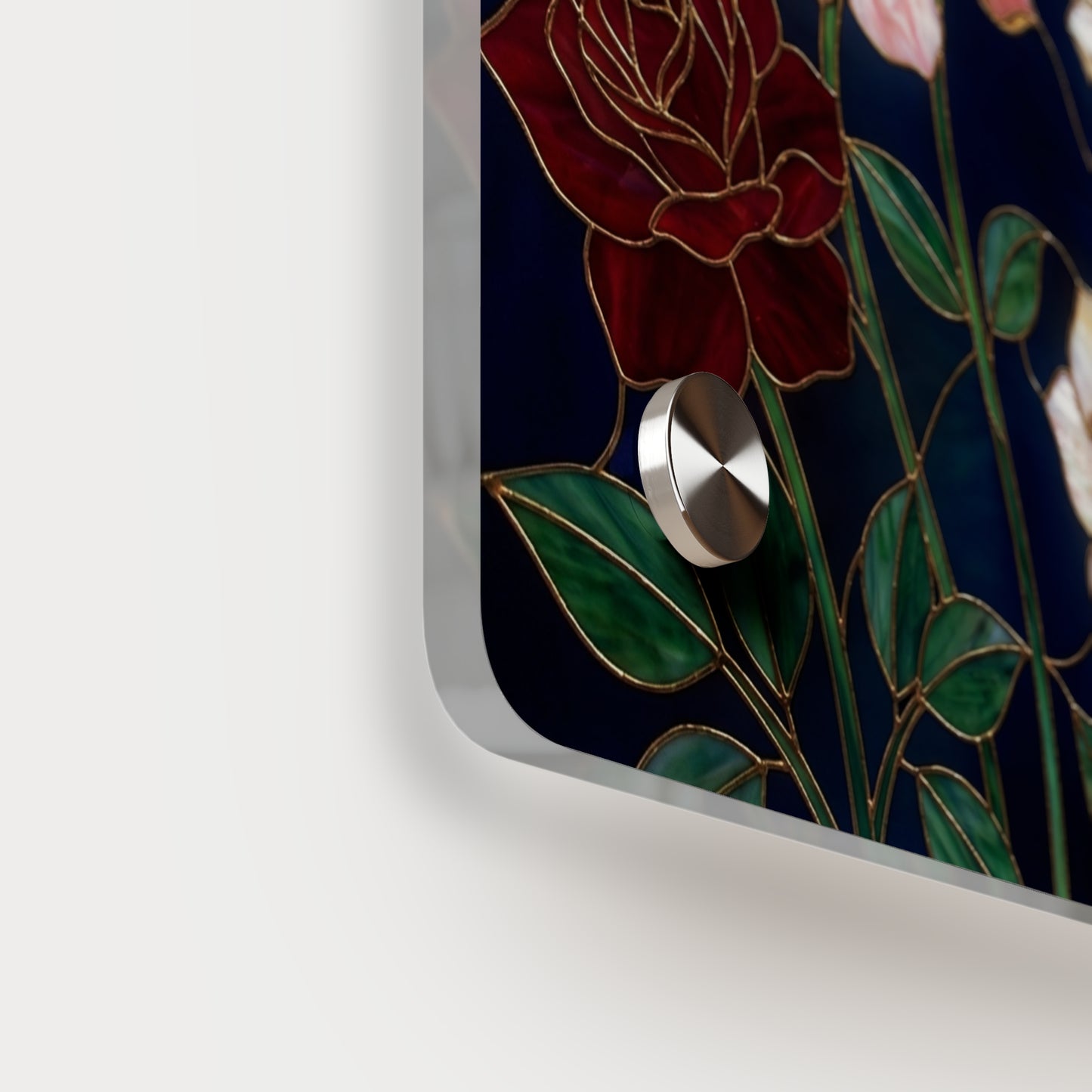 Rose Stained Glass Acrylic Wall Art Panel — Floral Garden Decor - 14604