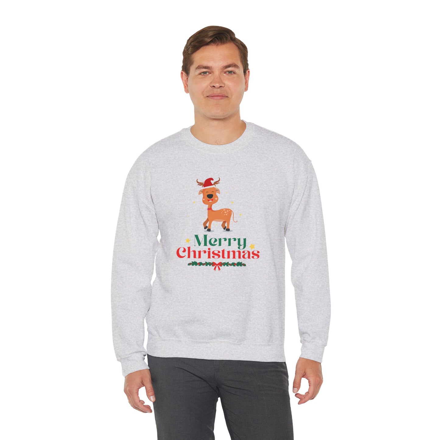 Reindeer, Merry Christmas - Unisex Heavy Blend™ Crewneck Sweatshirt