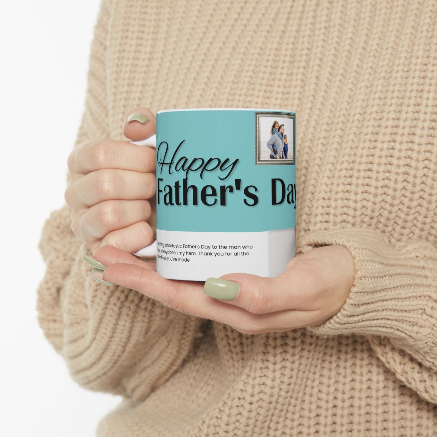 Happy Father's Day Ceramic Mug, Photo Customizable - 11oz and 15oz - 12902