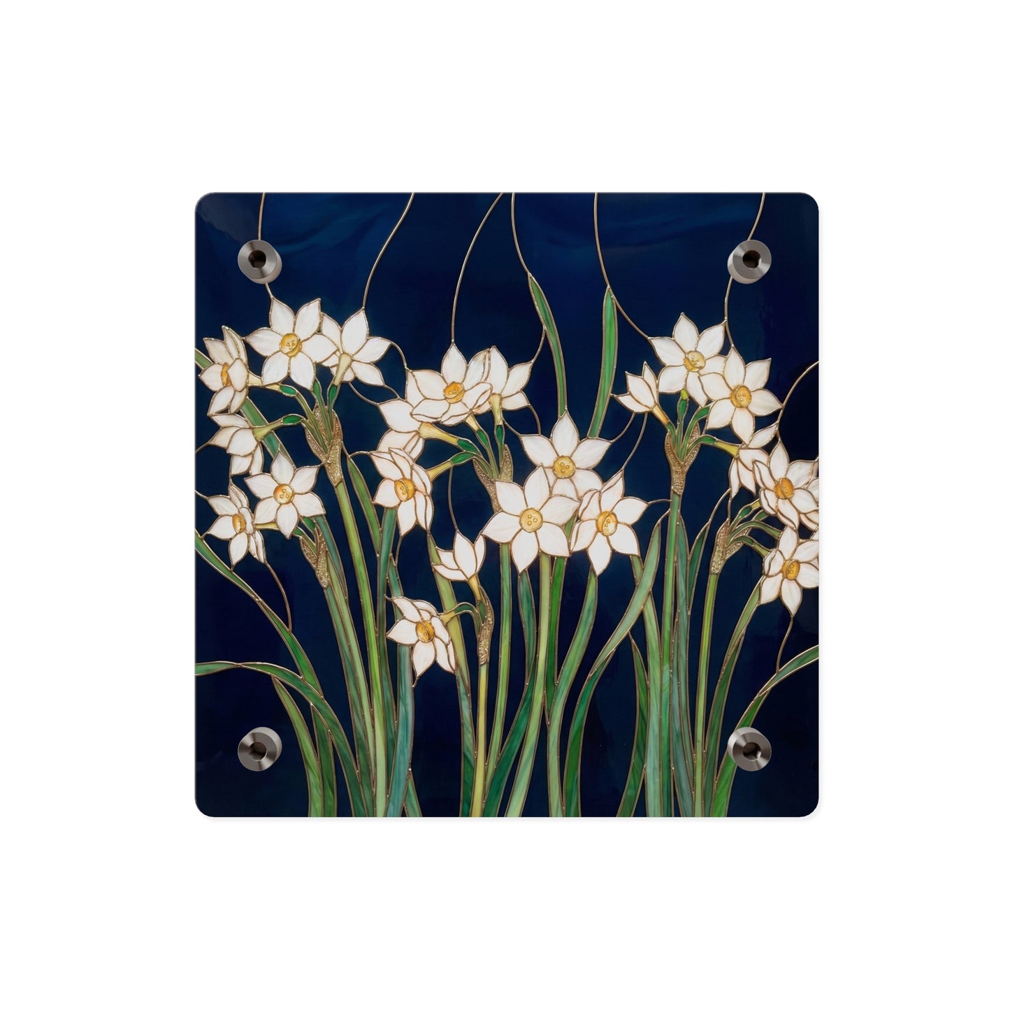 Whitepaper Narcissus Acrylic Wall Art Panel — (Floral Modern Decorative Plaque) - 14598
