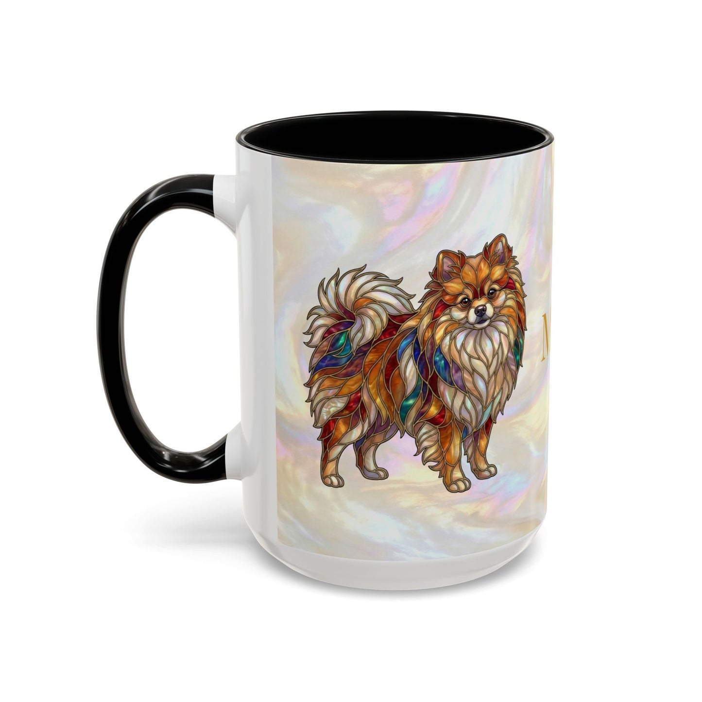 Pomeranian Accent Coffee Mug — Stained Glass Design (11/15oz) - 14638