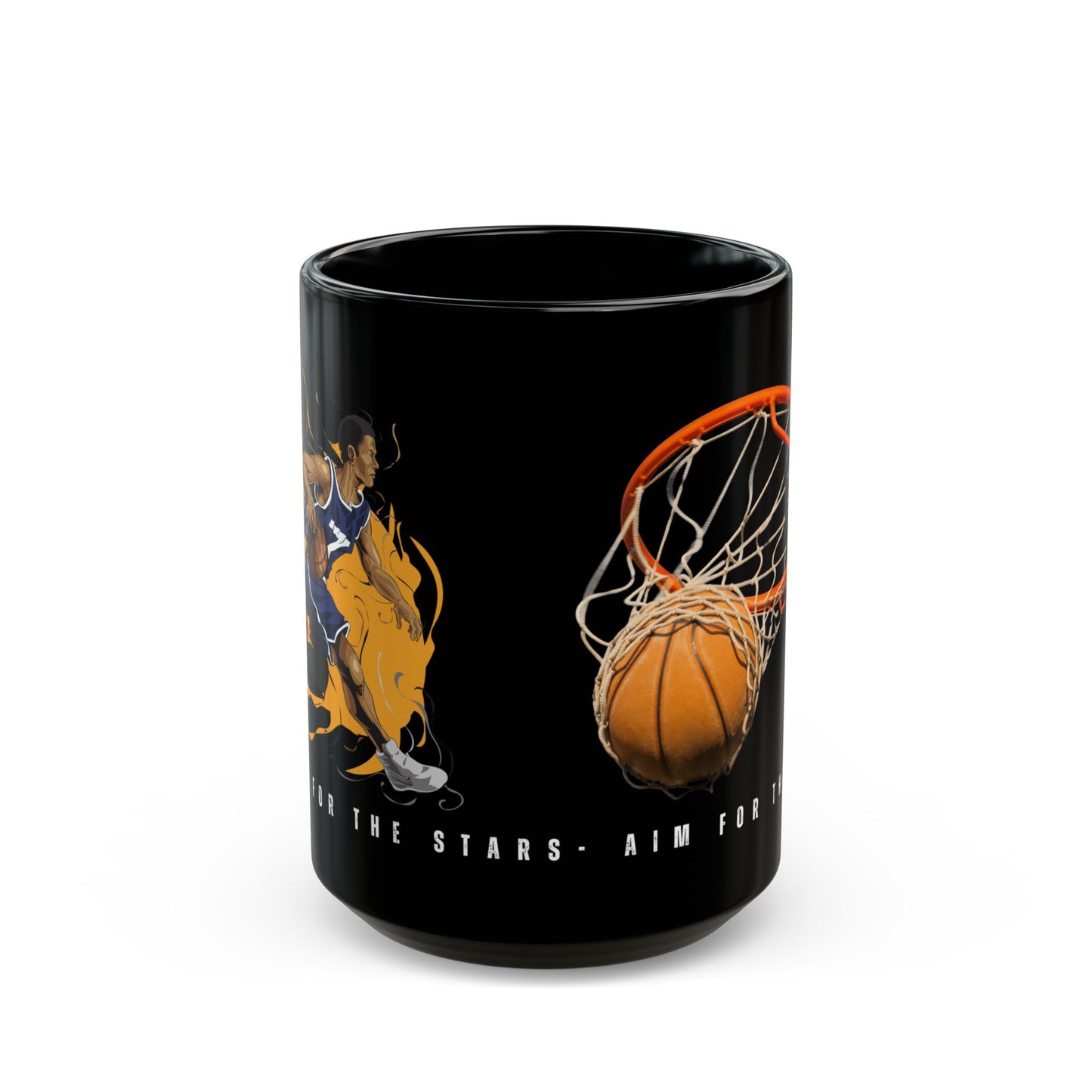 Shoot for the Stars, Aim for the Hoop Mug,  Basketball Lovers - Black Mug (11oz, 15oz) - 10152