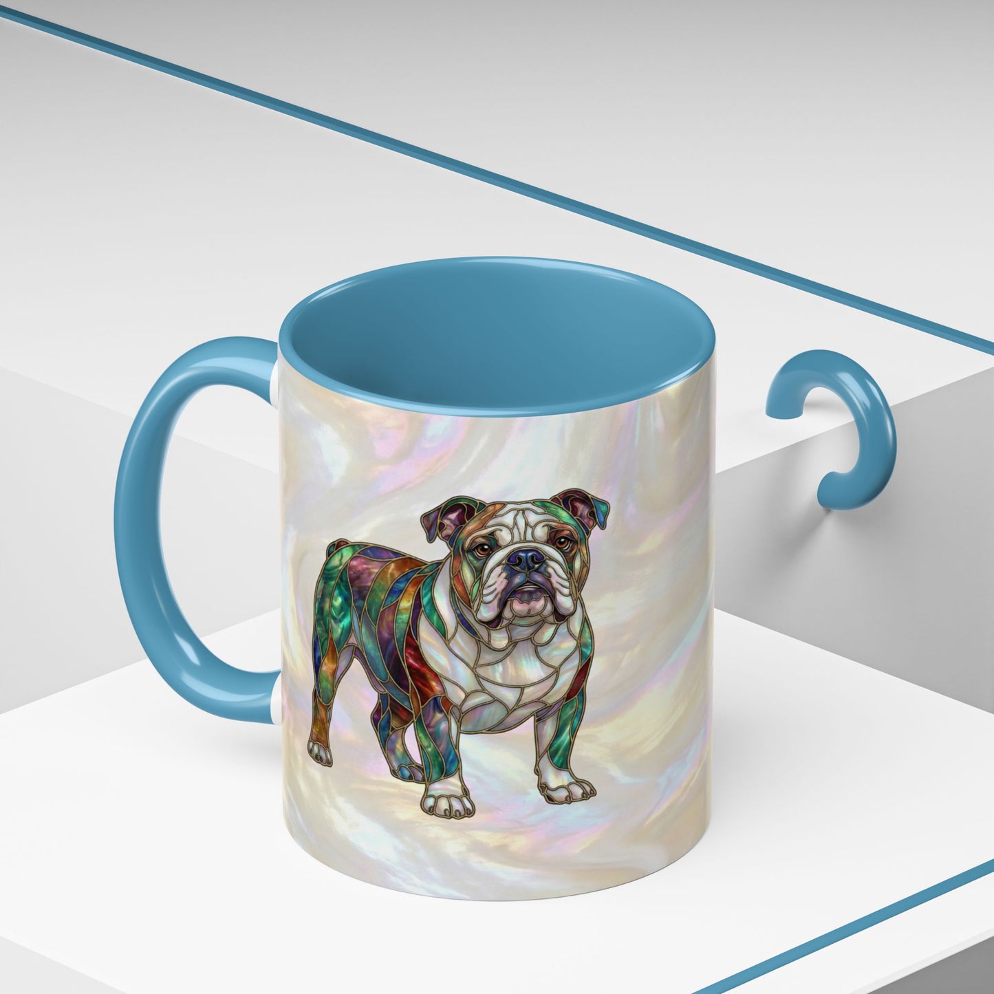 English Bulldog Accent Coffee Mug -Stained Glass Style (11/15oz) - 14630