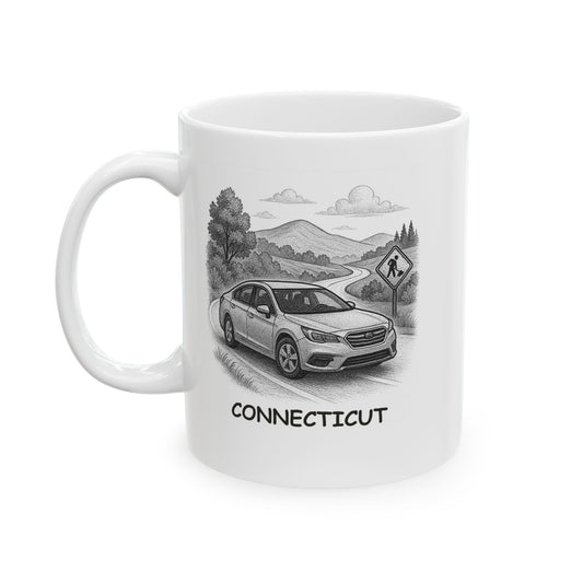 "In Connecticut, ‘driving’ means ‘taking a scenic route to avoid construction.’" Ceramic Mug - 13880