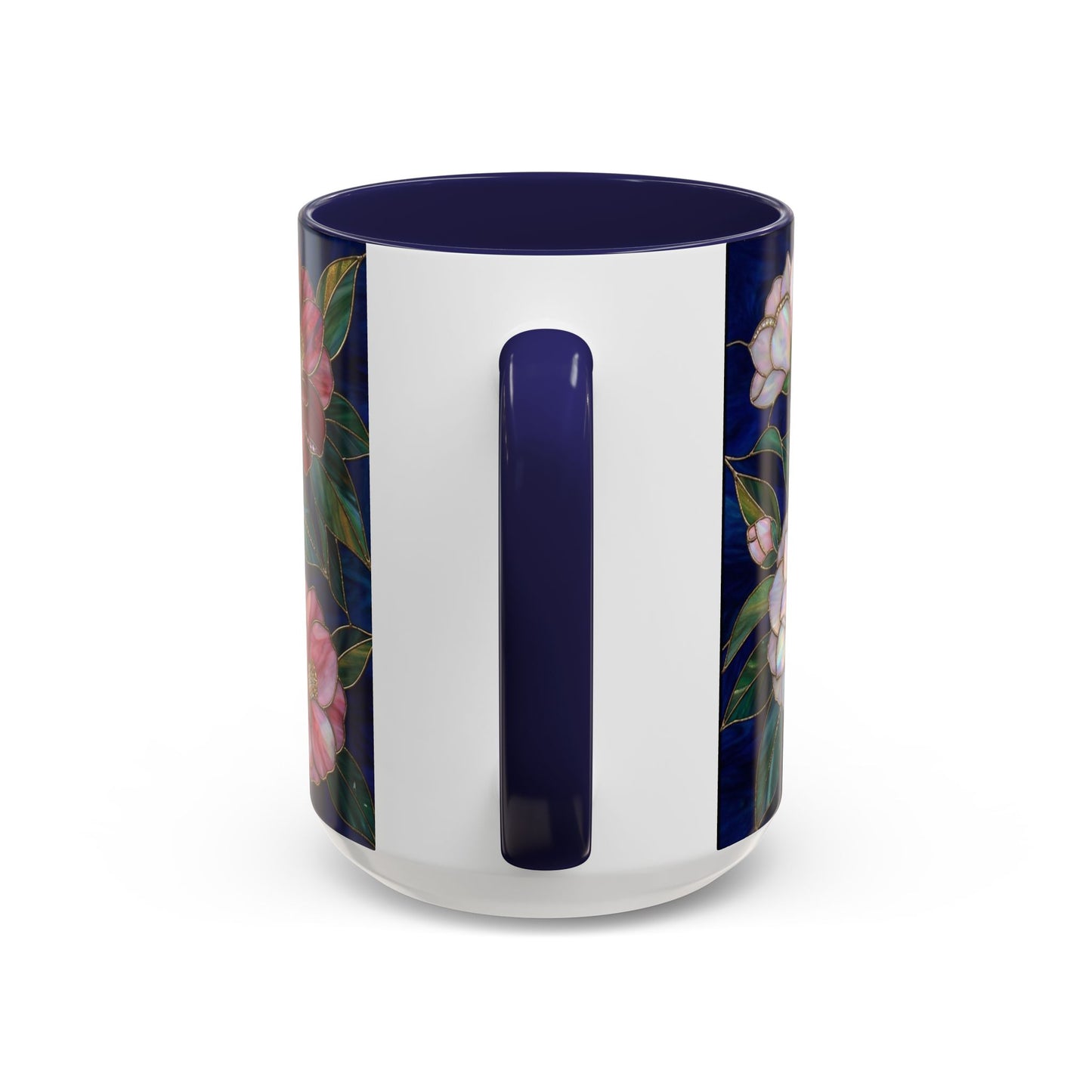 Camellia Floral Accent Coffee Mug — Stained Glass Design (11/15oz) - 14558